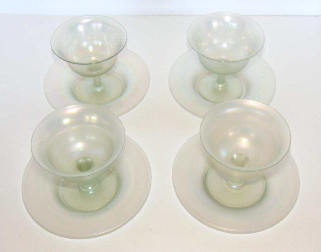 Set of four Steuben sherbets and plates, (1 of 3)