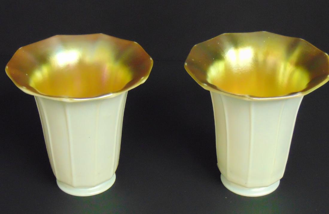 Two Steuben gold on Calcite shades, (1 of 3)
