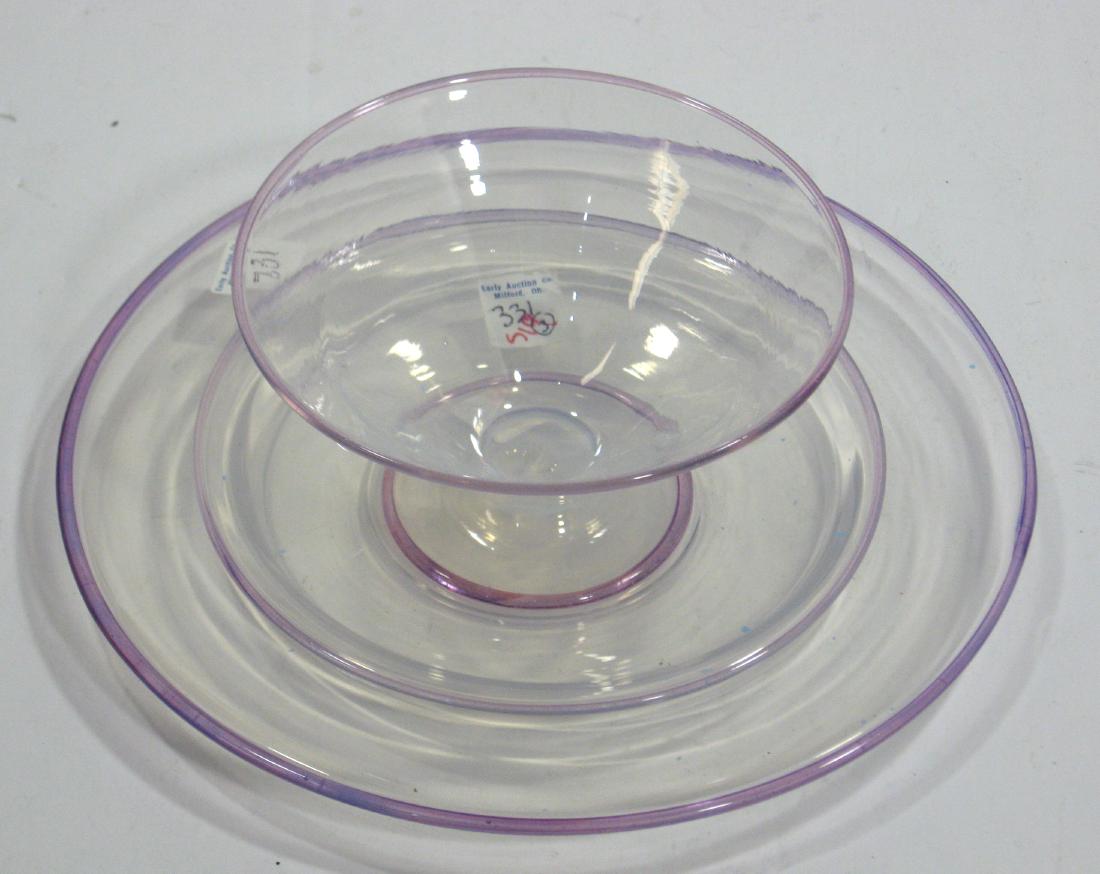 Three piece Steuben Cintra table set, (1 of 2)