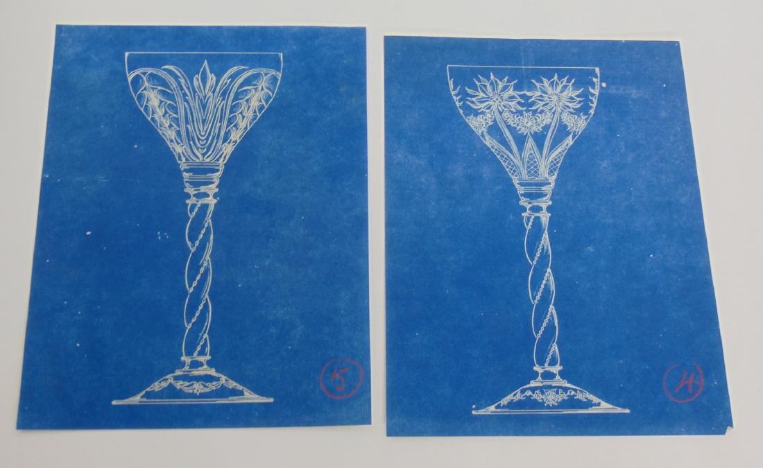 Two Steuben factory blue screens, (1 of 3)