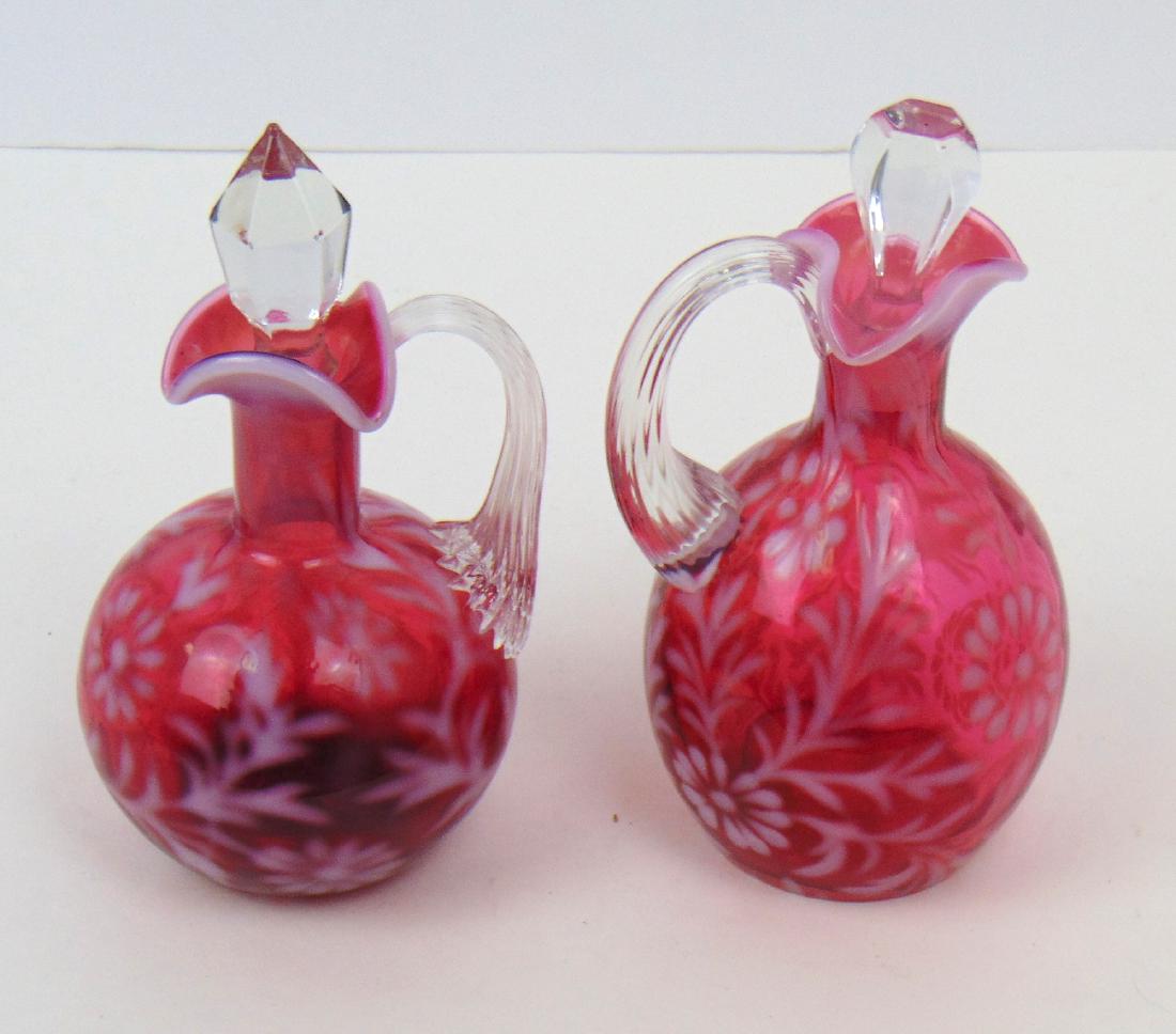Two Daisy and fern cranberry cruets (1 of 3)