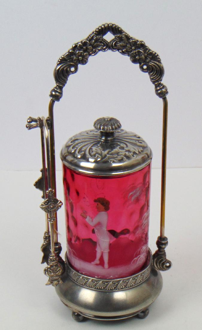 Mary Gregory cranberry pickle castor (1 of 3)