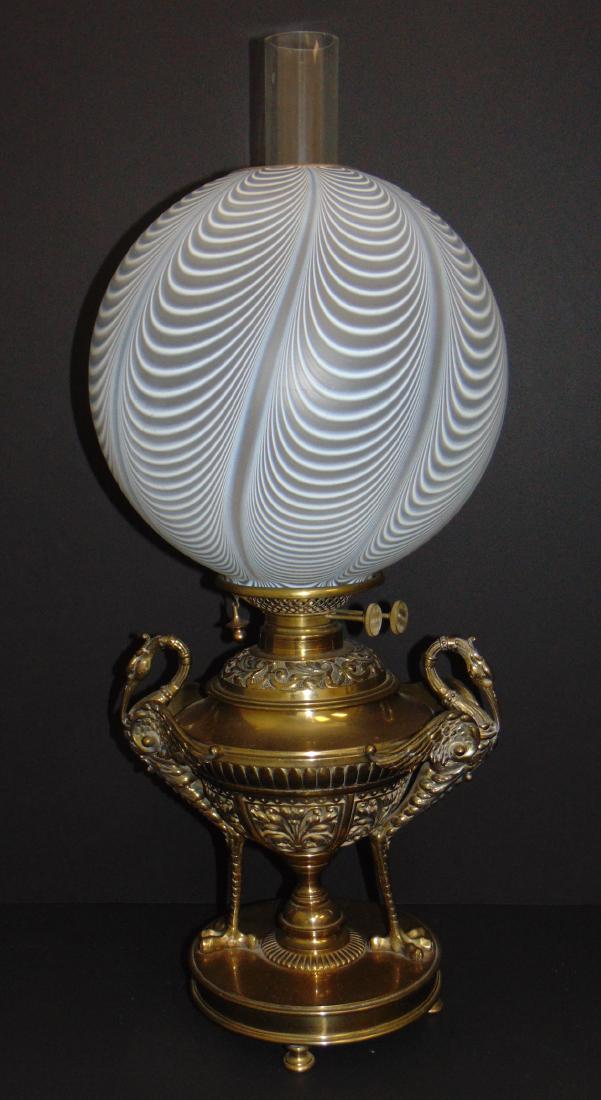 Victorian Brass and Opalescent lamp (1 of 6)