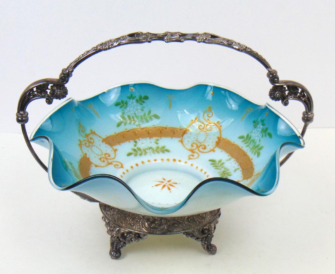 Blue satin glass brides basket (1 of 3)