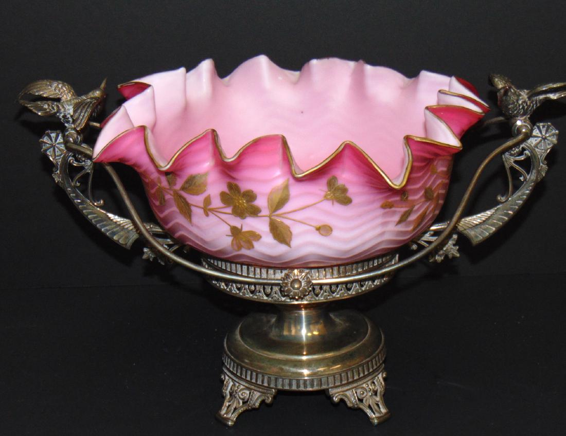 Pink glass MOP brides basket (1 of 7)