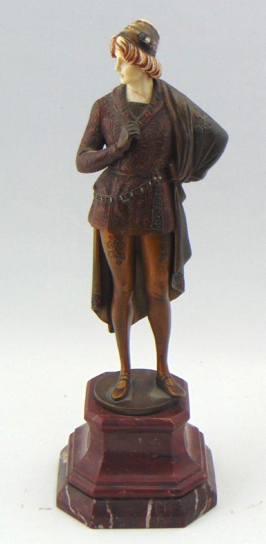 French bronze sculpture: Figural sculpture of a Renaissance man, signed H Keck, 11" ht. NOTE: we are not experts in this area please make you own decision on quality, material and age. Condition: wear commensurate with age, s