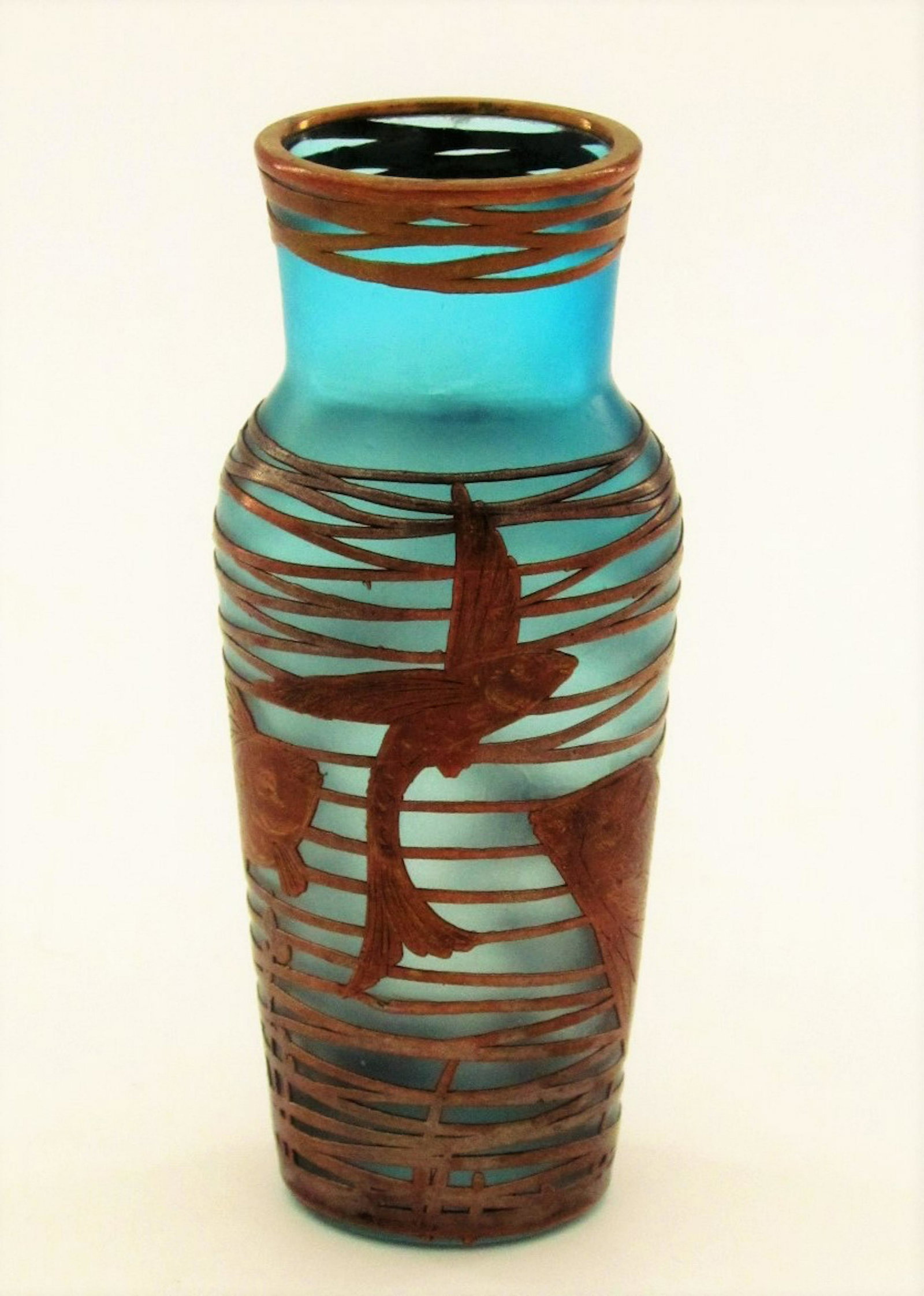 Copper overlay fish vase (1 of 8)