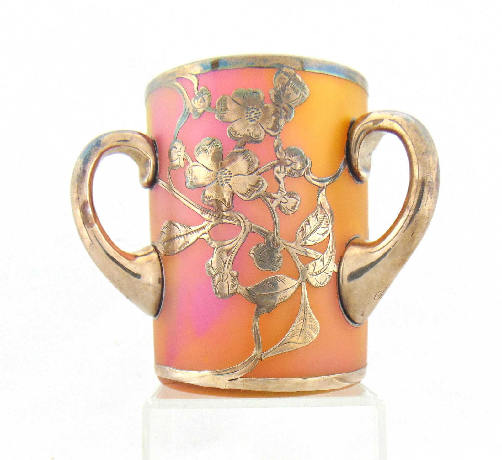 Loetz rainbow silver overlay vase (1 of 8)