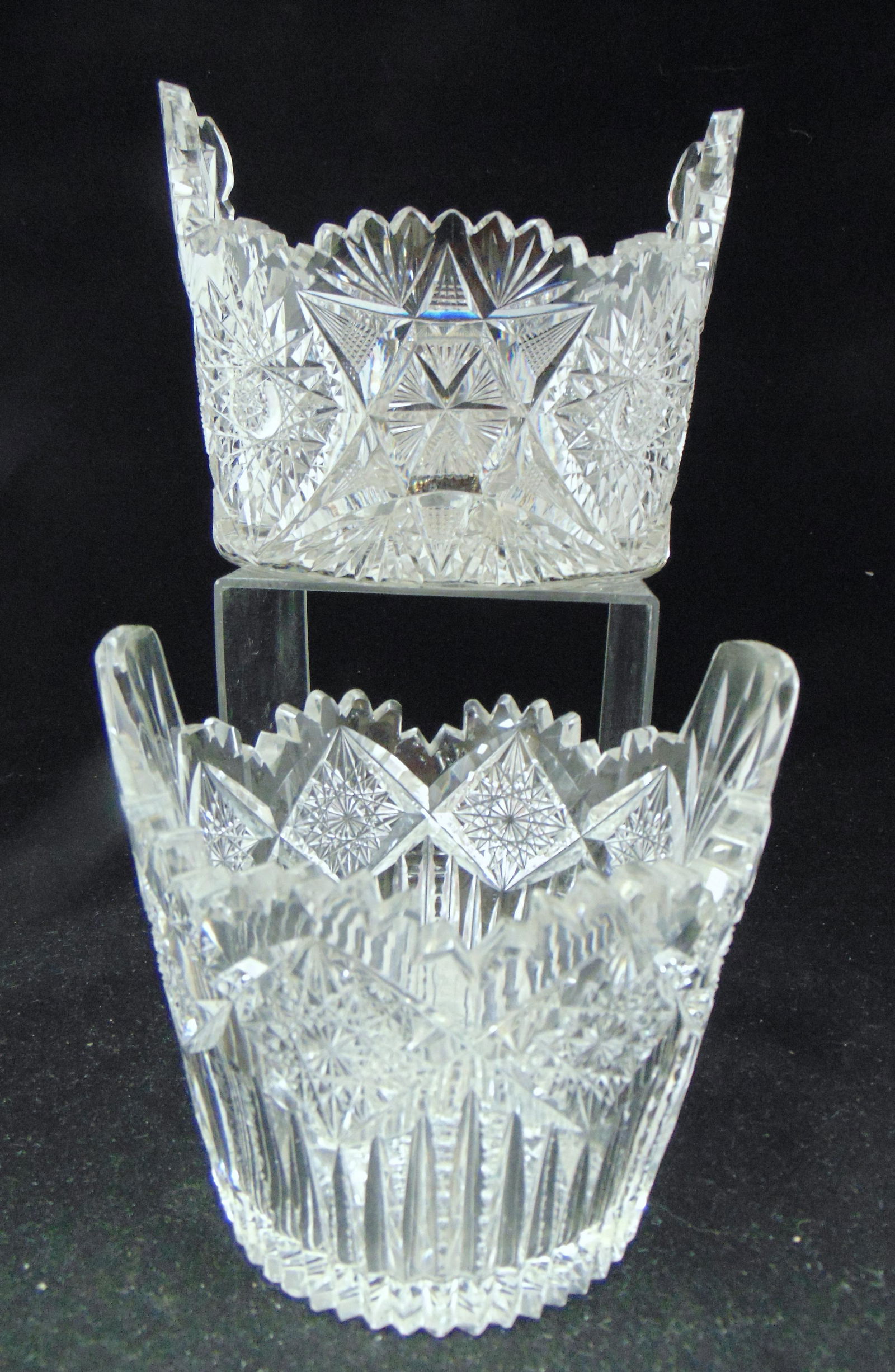 Two ice bucket cut glass vases (1 of 7)