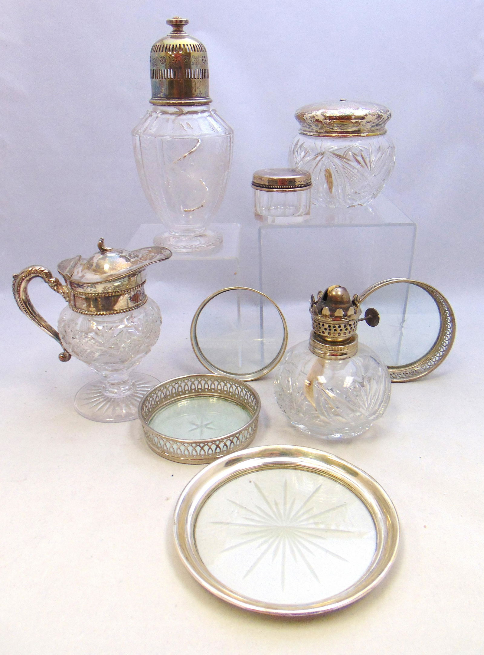 Group of sterling and glass items (1 of 5)
