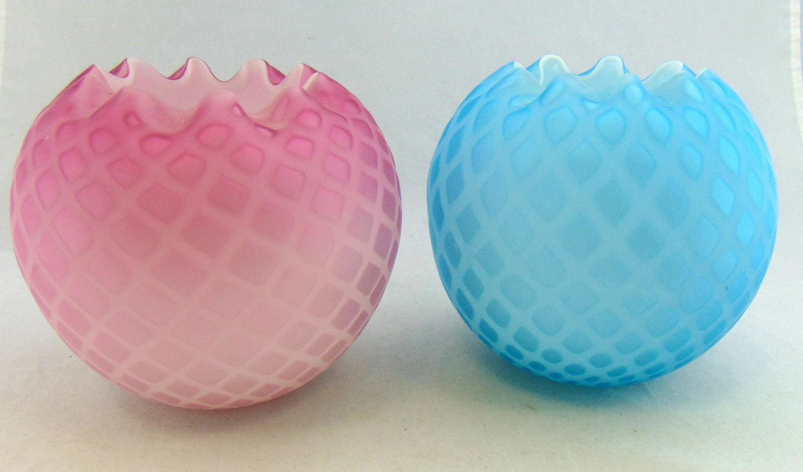 Two large MOP glass rose bowls (1 of 4)