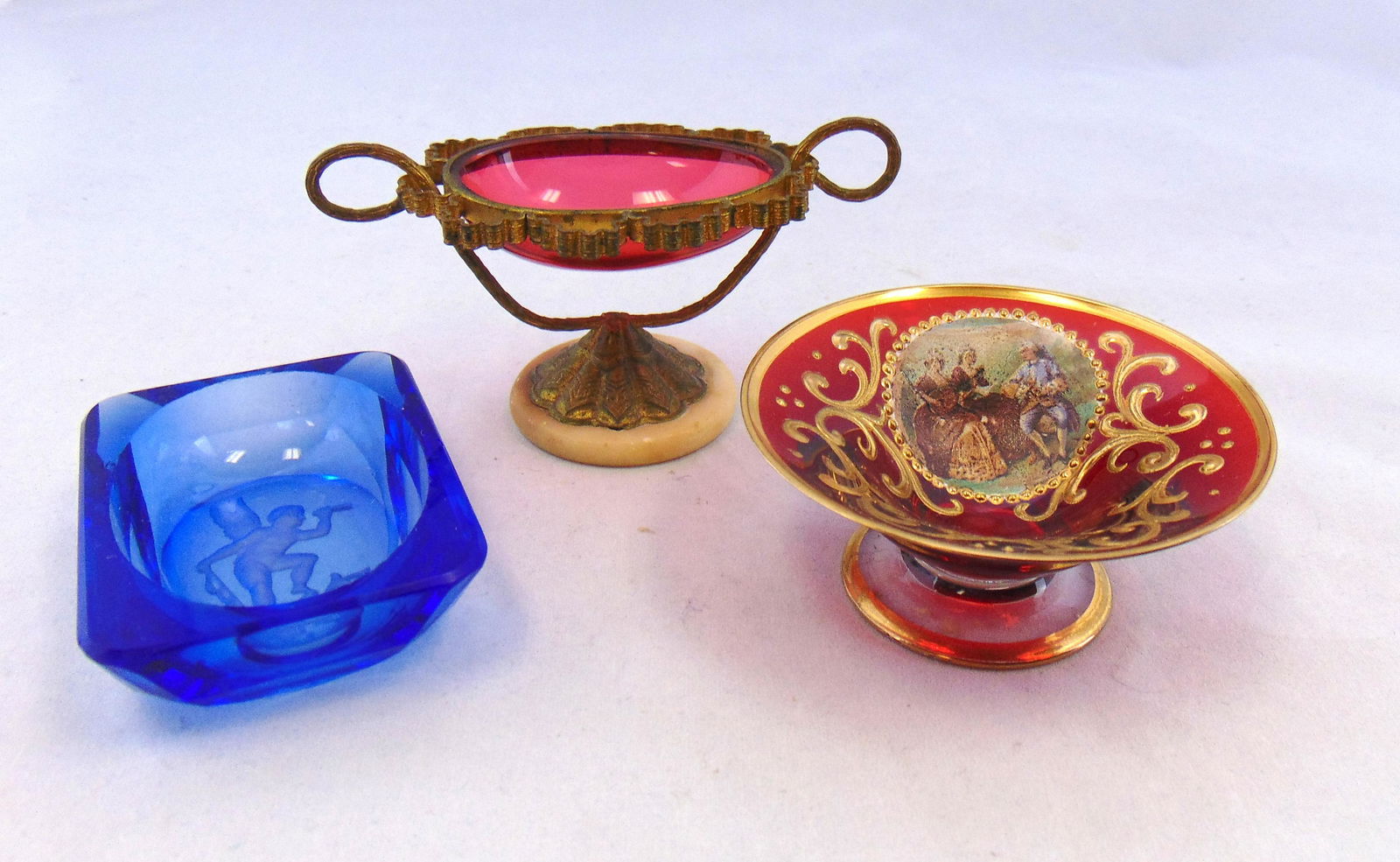 Three small glass open salts (1 of 6)