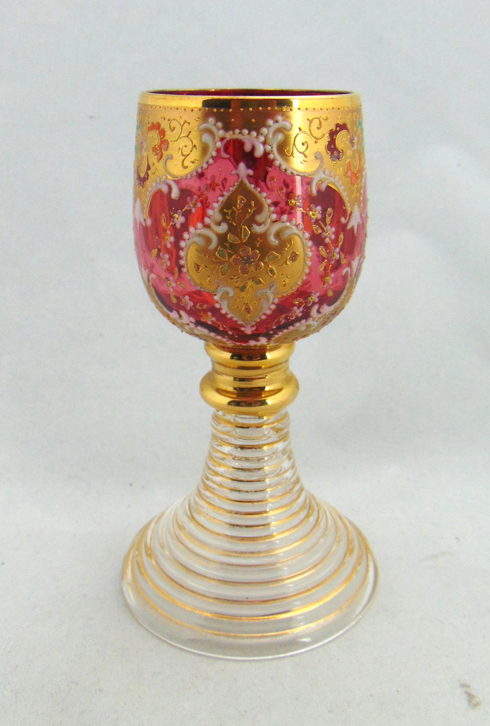 Moser cranberry glass goblet (1 of 5)