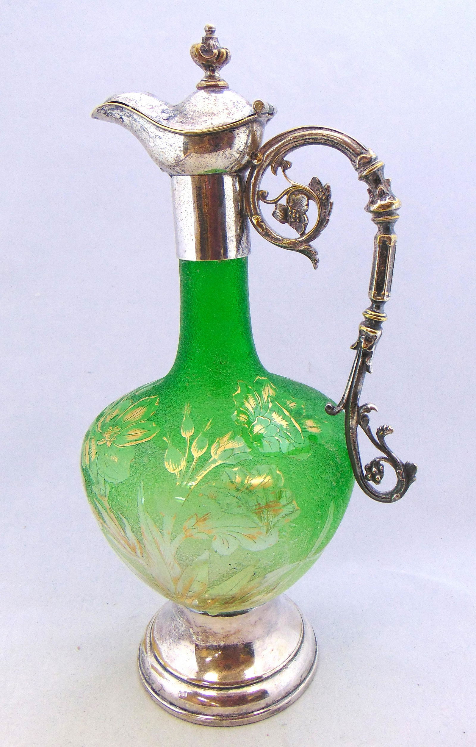 French cameo glass and metal ewer (1 of 5)