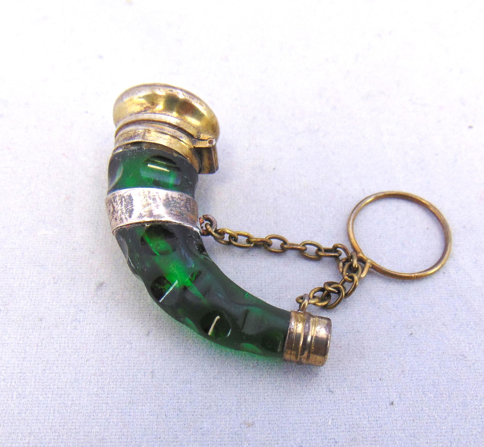 Green cut glass perfume bottle (1 of 3)