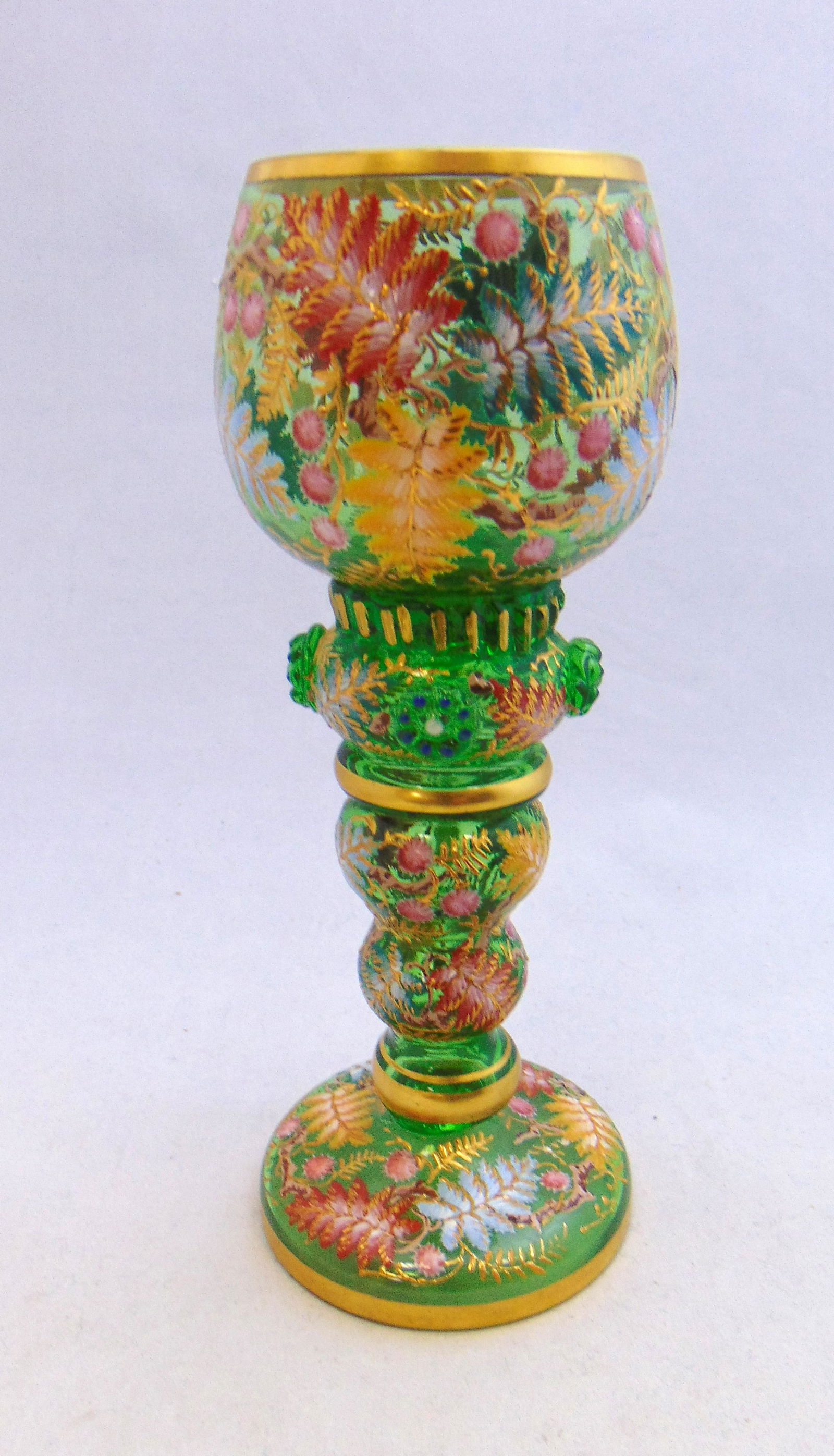 Moser decorated green goblet (1 of 6)