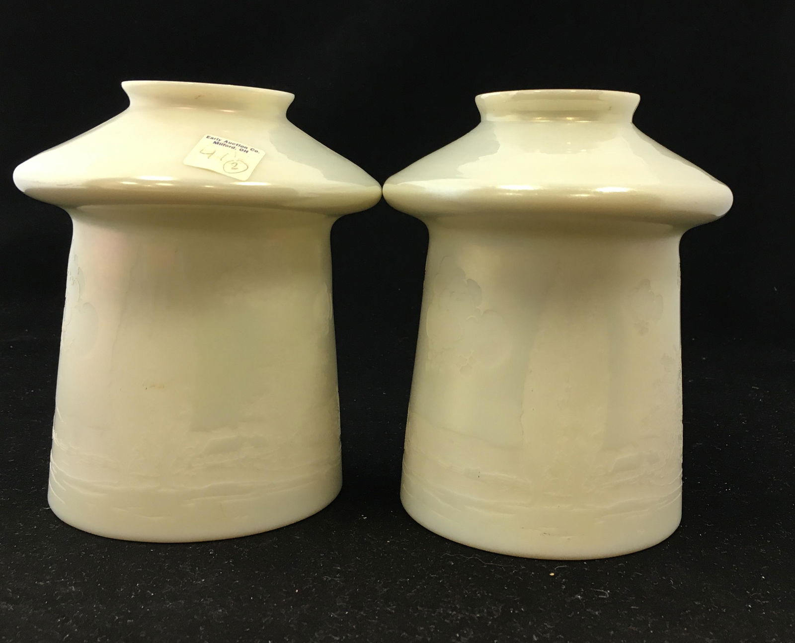 Pair of Steuben etched Calcite shades (1 of 3)