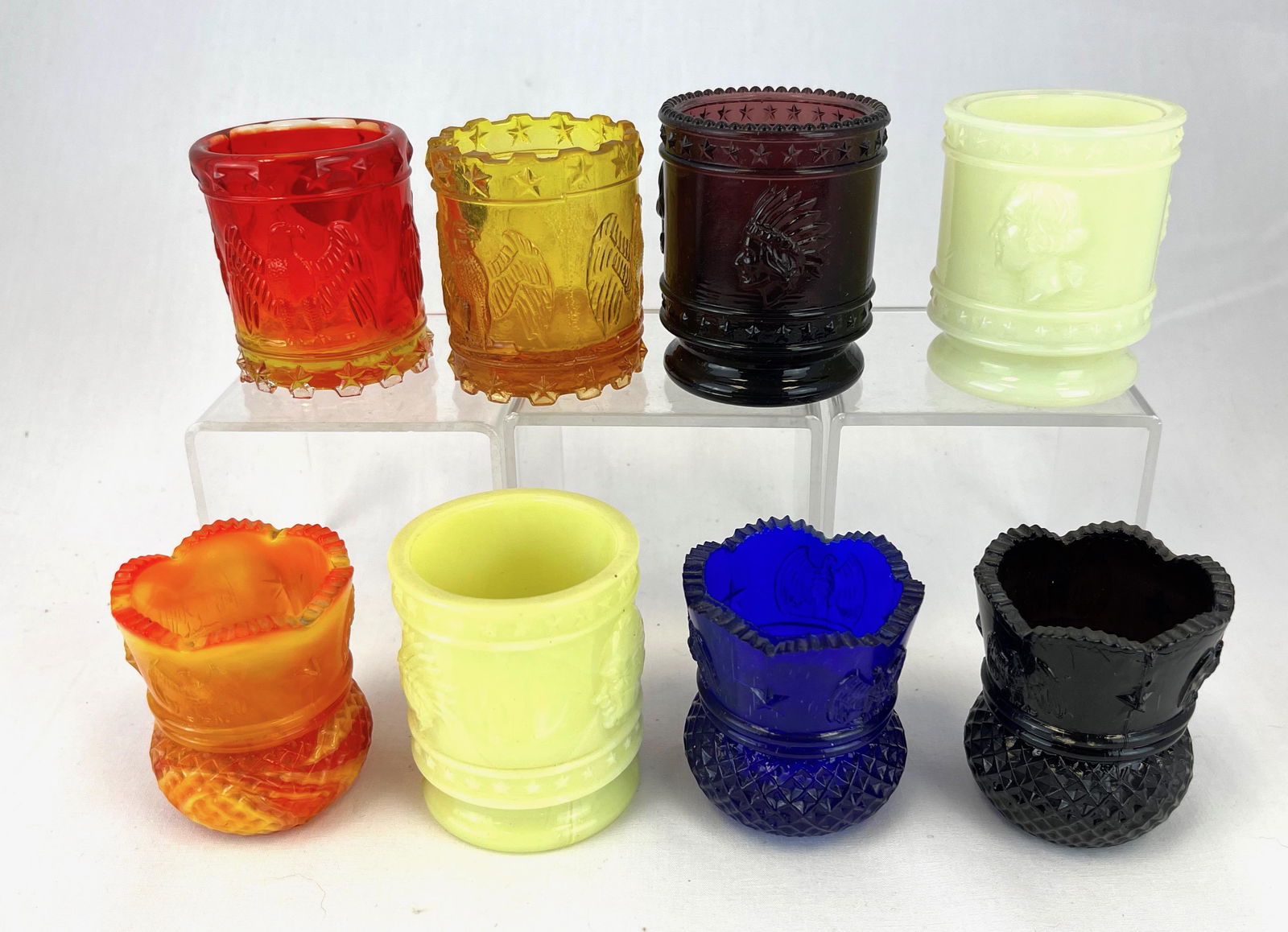 Eight bi-centennial toothpicks: Eight contemporary bi-centennial toothpick holders; tallest 2.5" ht. CONDITION: good with minor wear.