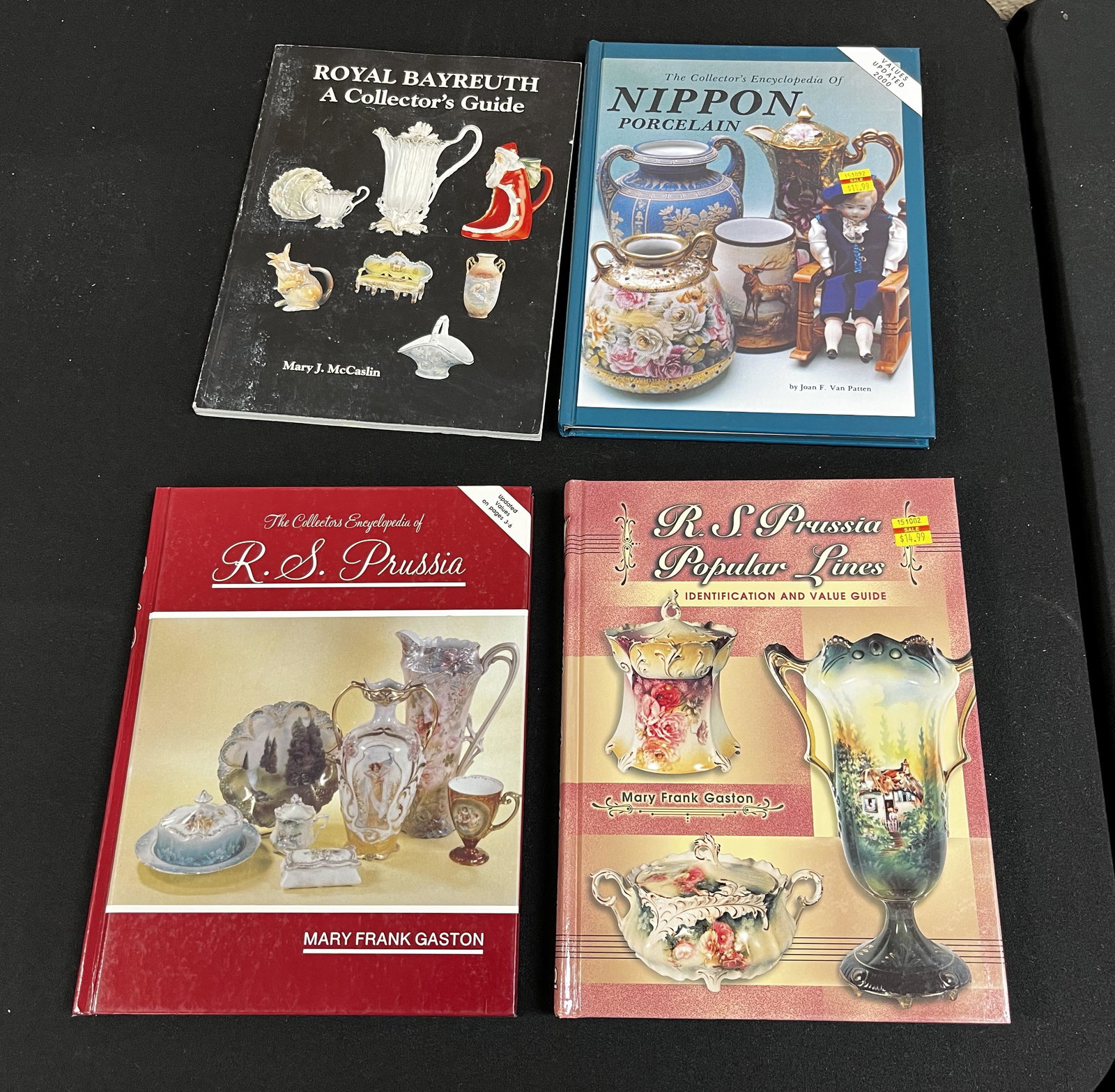 Four books on pottery: Four books on pottery including RS Prussia, Nippon, and Bayreuth