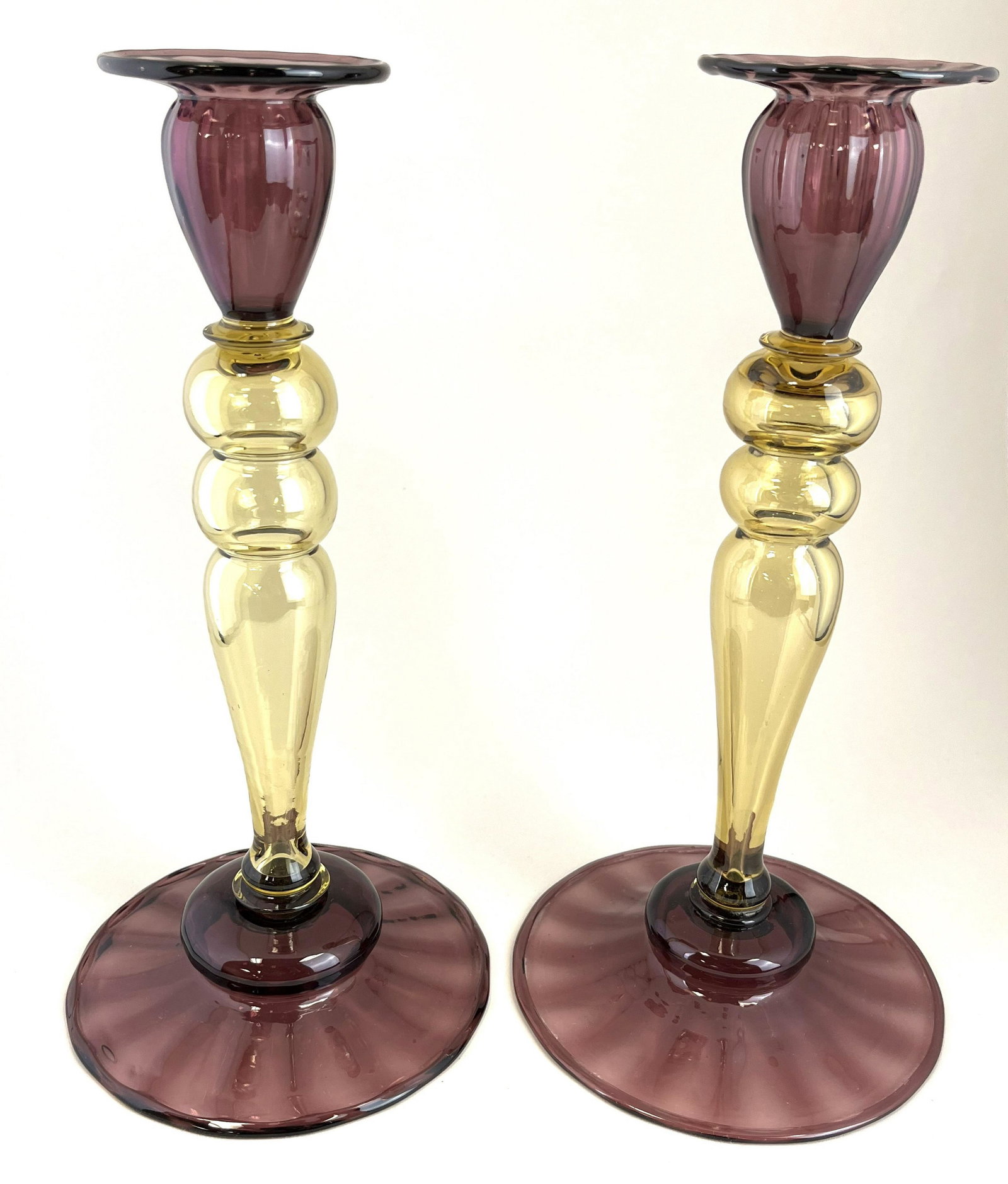 Steuben purple amber candlesticks (1 of 4)