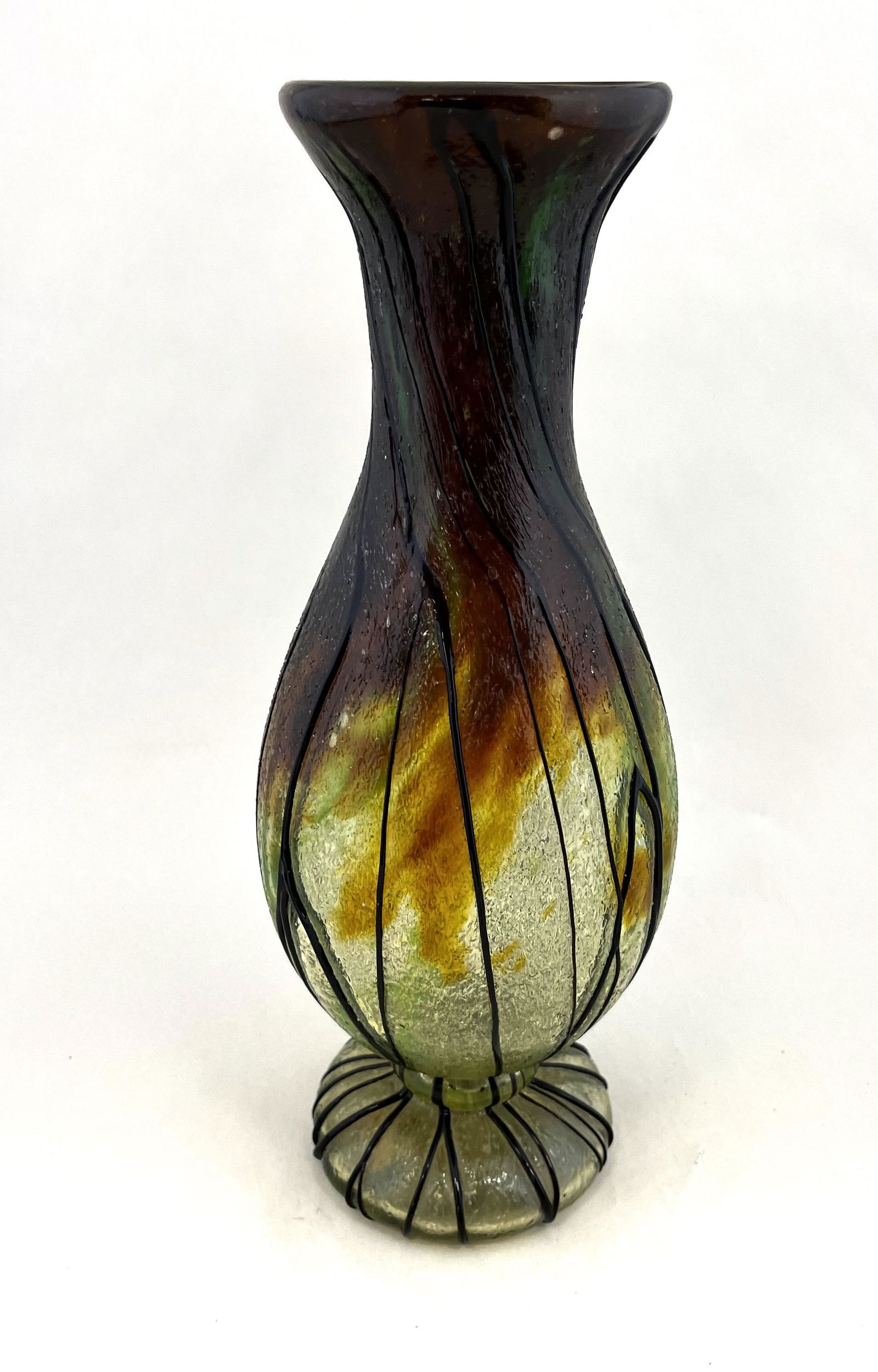 Bohemian threaded art glass vase (1 of 4)