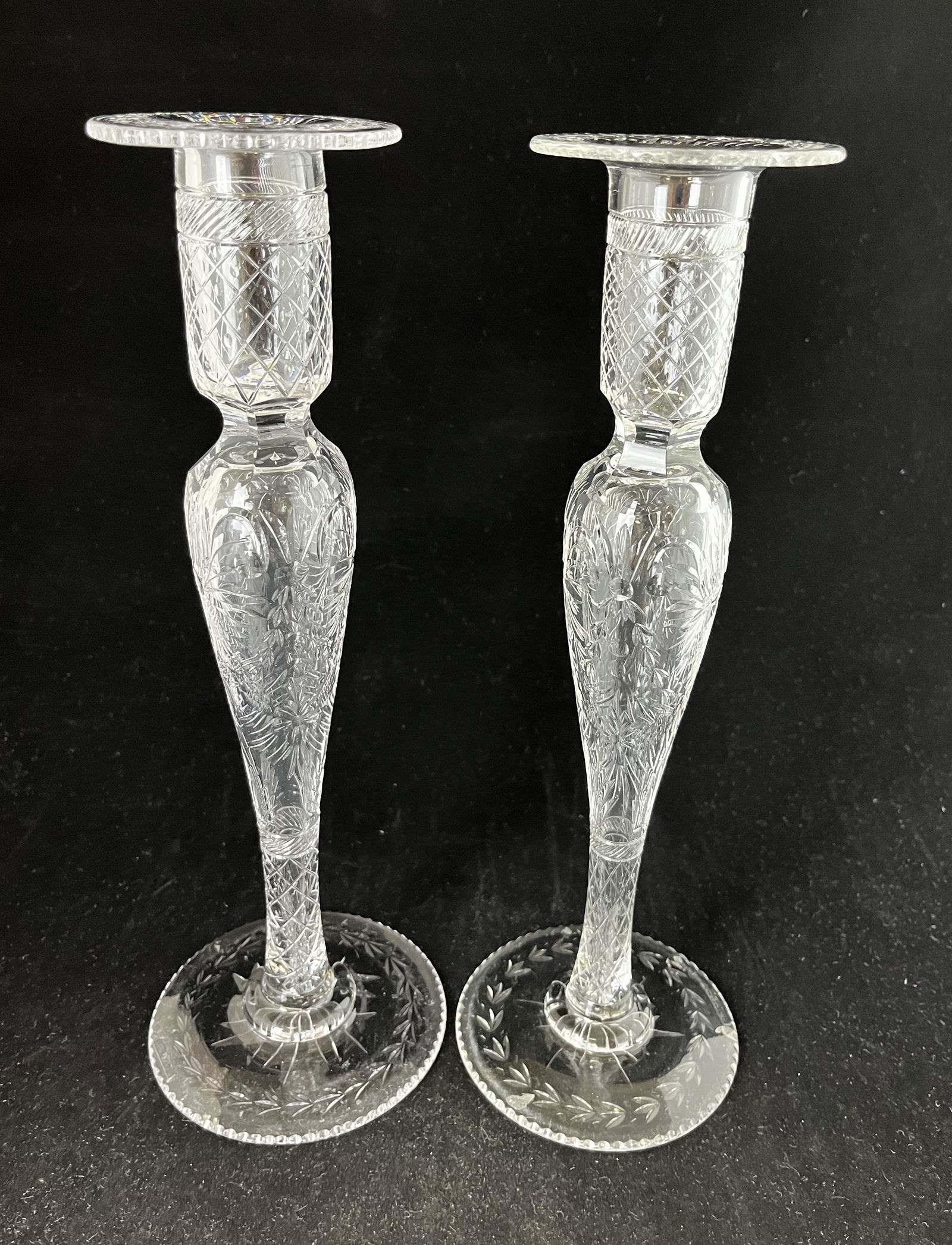 Pair of Pairpoint cut glass candlesticks (1 of 5)