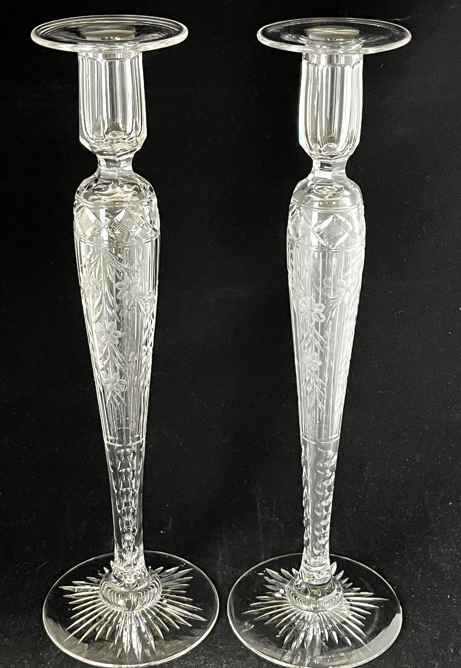Pair of tall Pairpoint cut glass sticks (1 of 5)