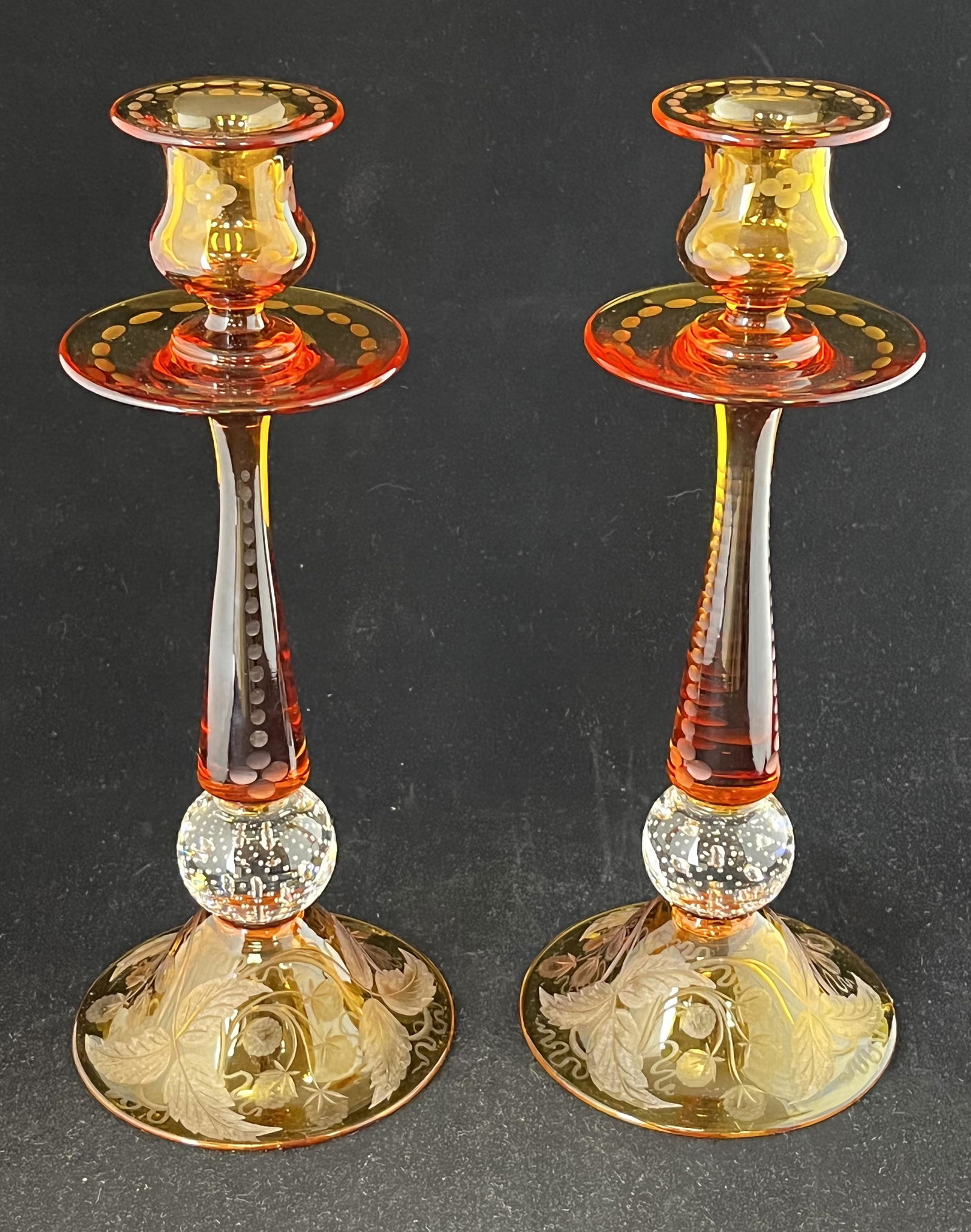 Pairpoint amber candlesticks (1 of 4)