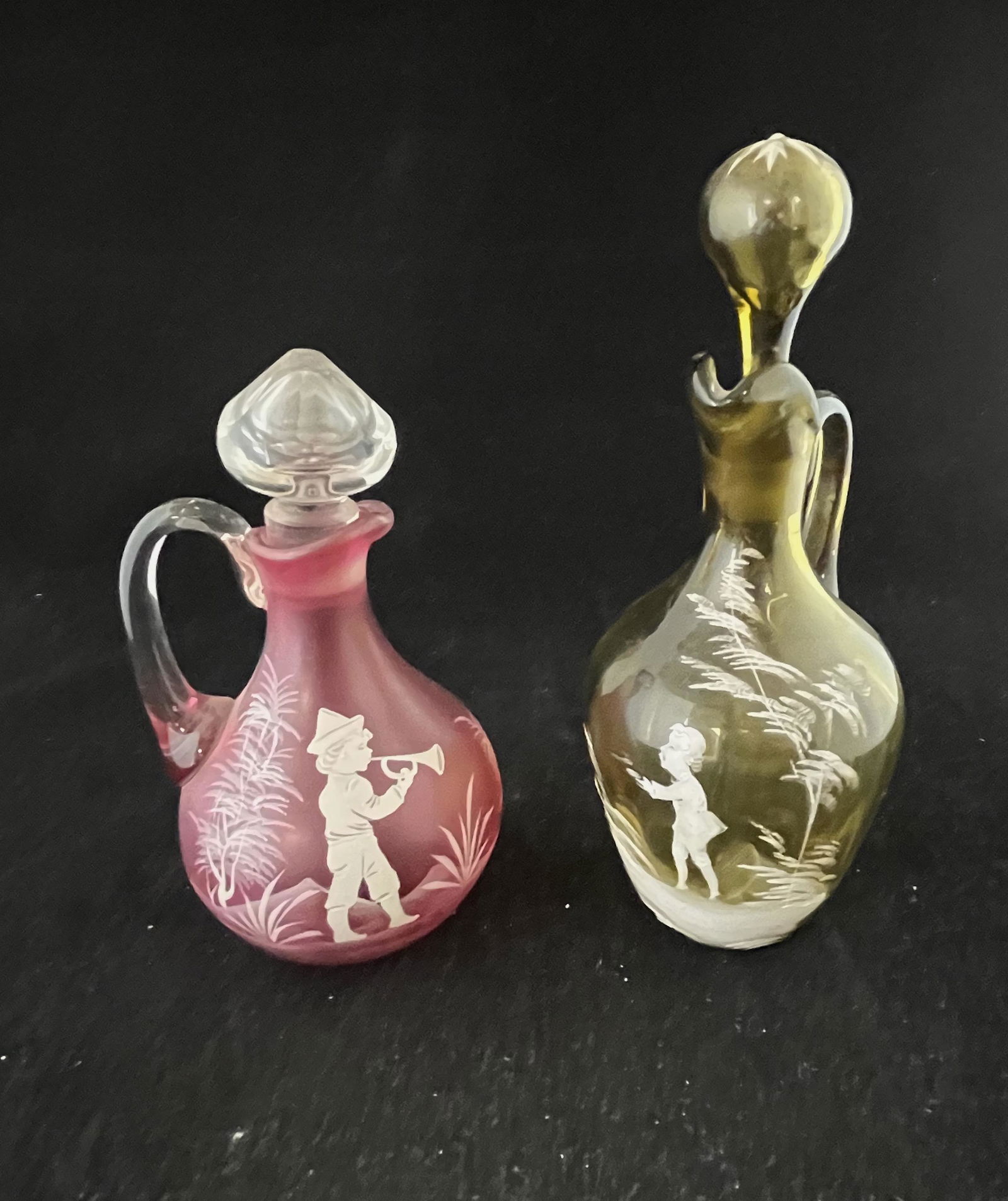Two Mary Gregory glass cruets (1 of 5)