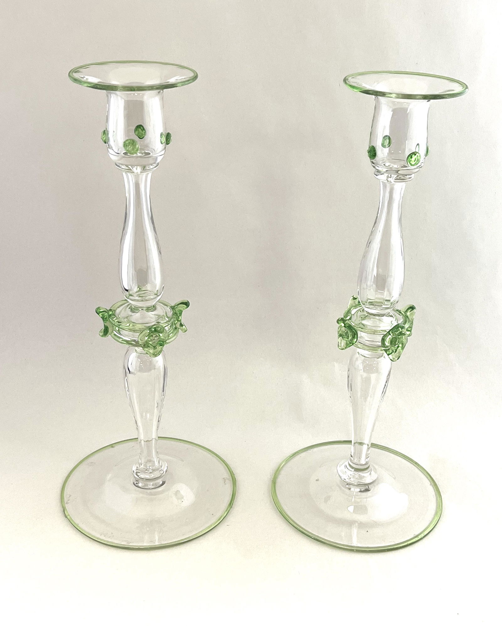 Pair of Steuben applied candlesticks (1 of 4)