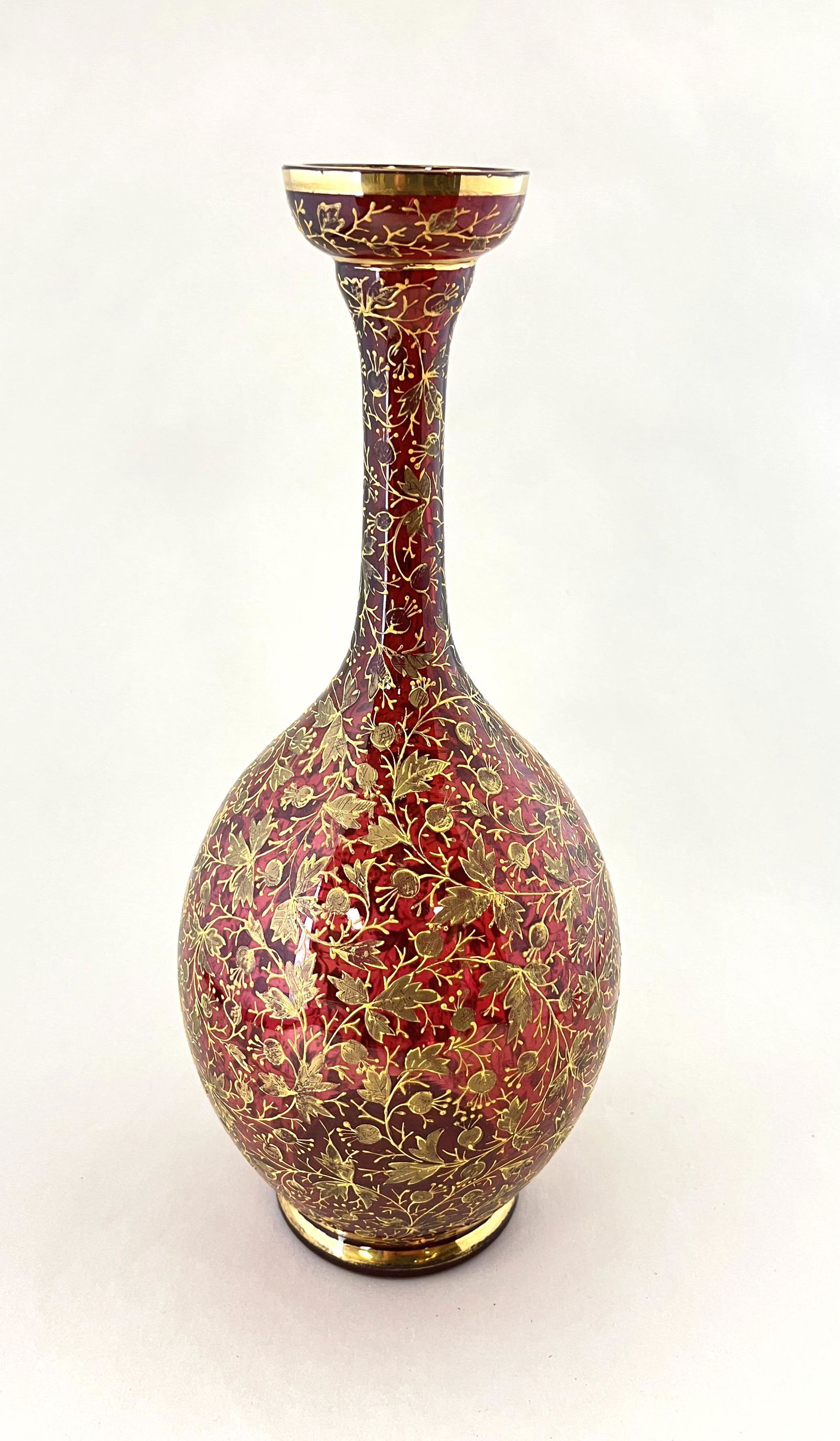 Large Moser cranberry glass vase (1 of 4)
