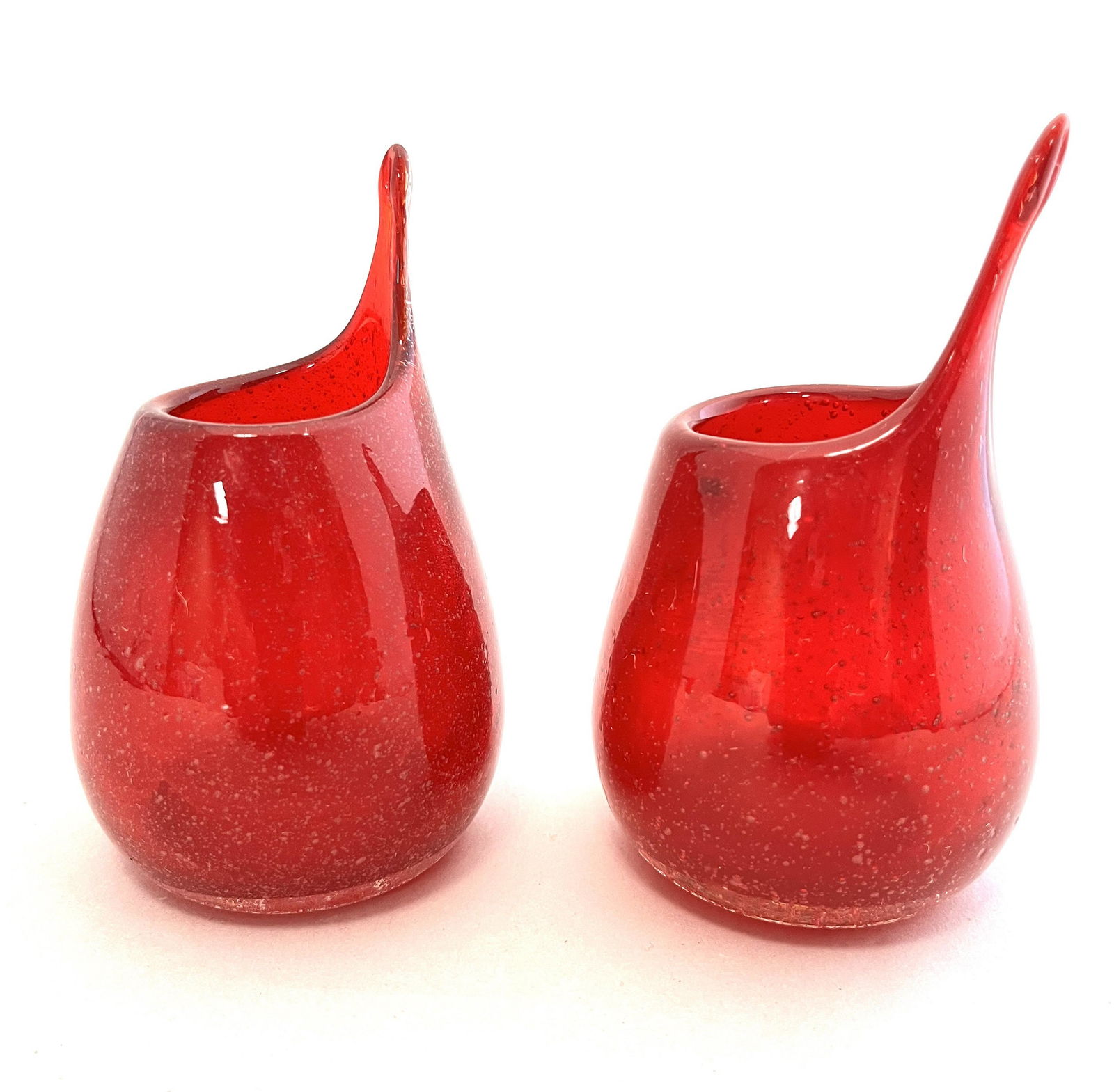 Pair of red Murano art glass vases (1 of 4)