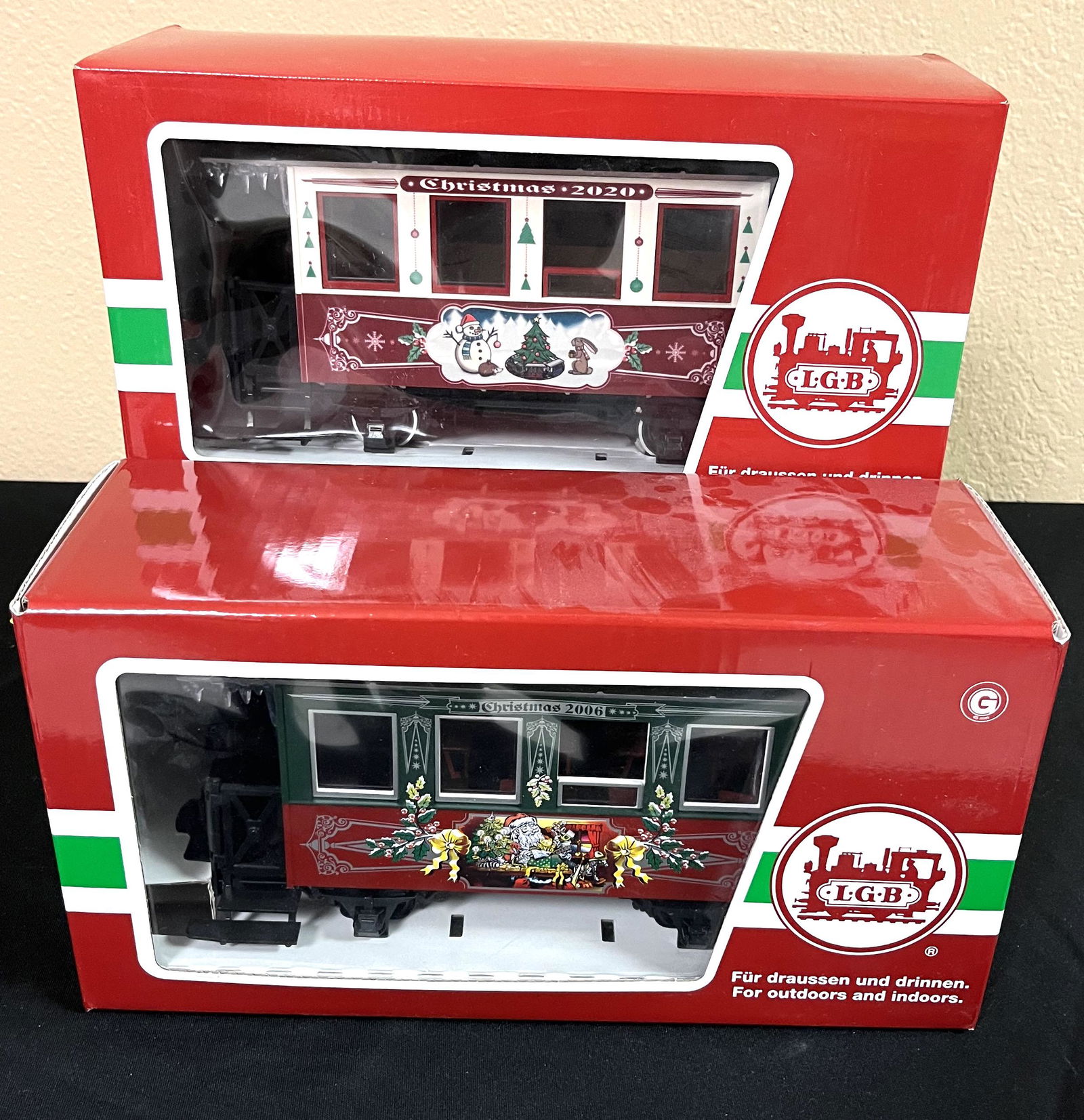 Two LGB Christmas train cars (1 of 4)