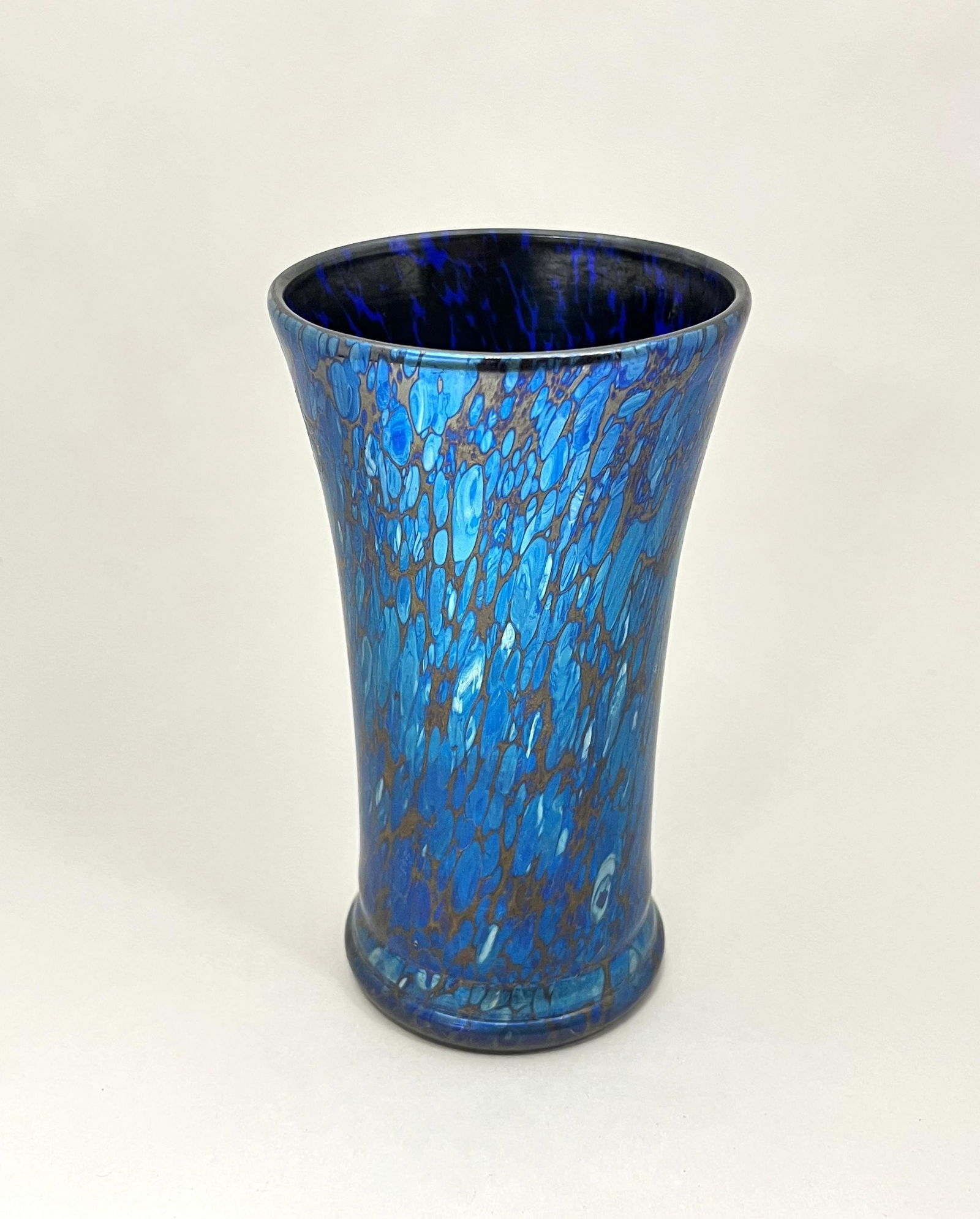 Loetz blue oil spot glass vase (1 of 4)