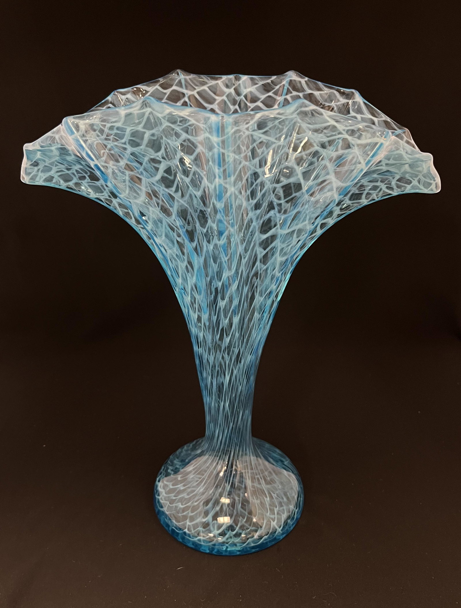 Large Czecho blue opalescent vase (1 of 5)