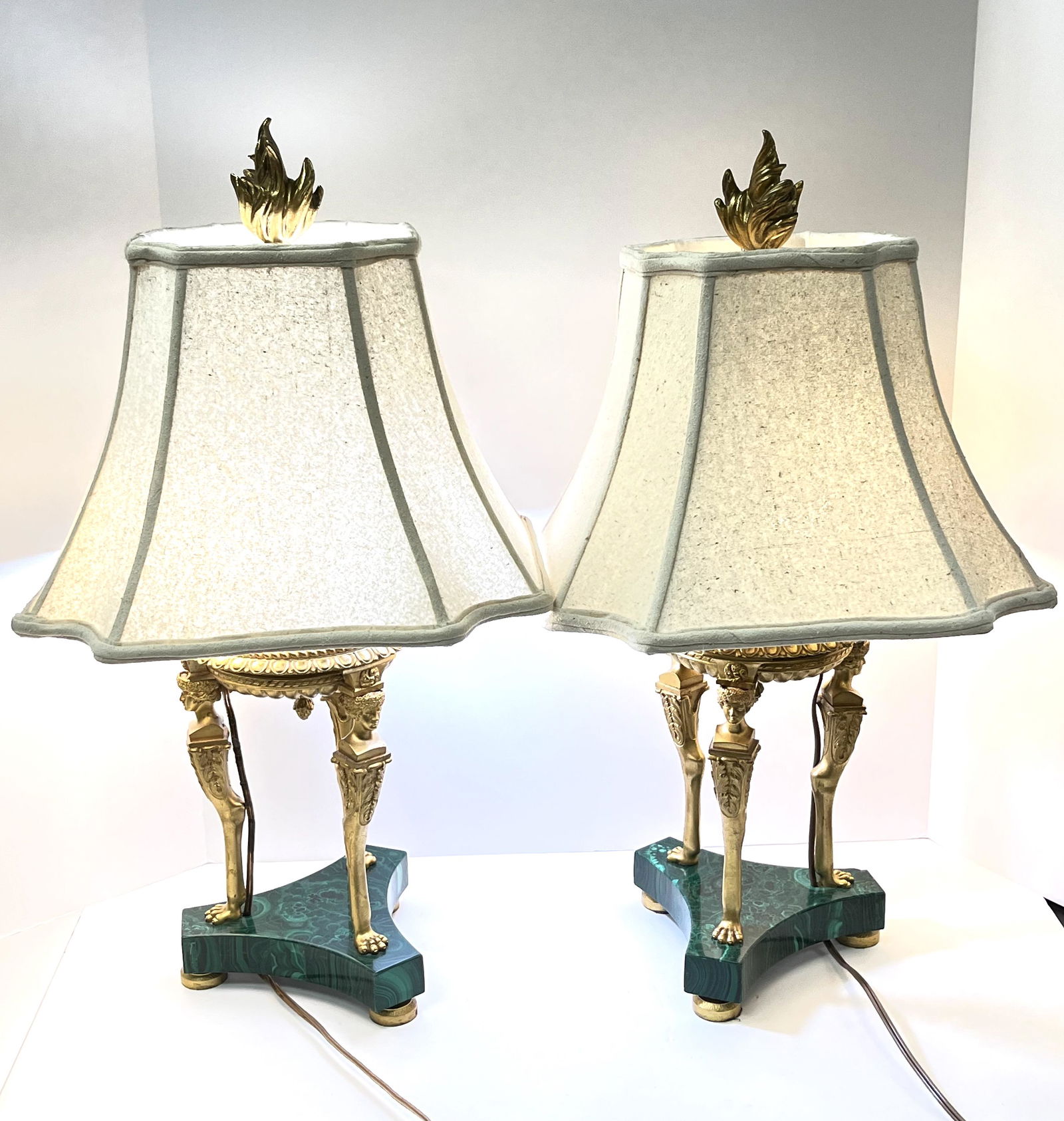 Pair of Malachite lamps (1 of 6)