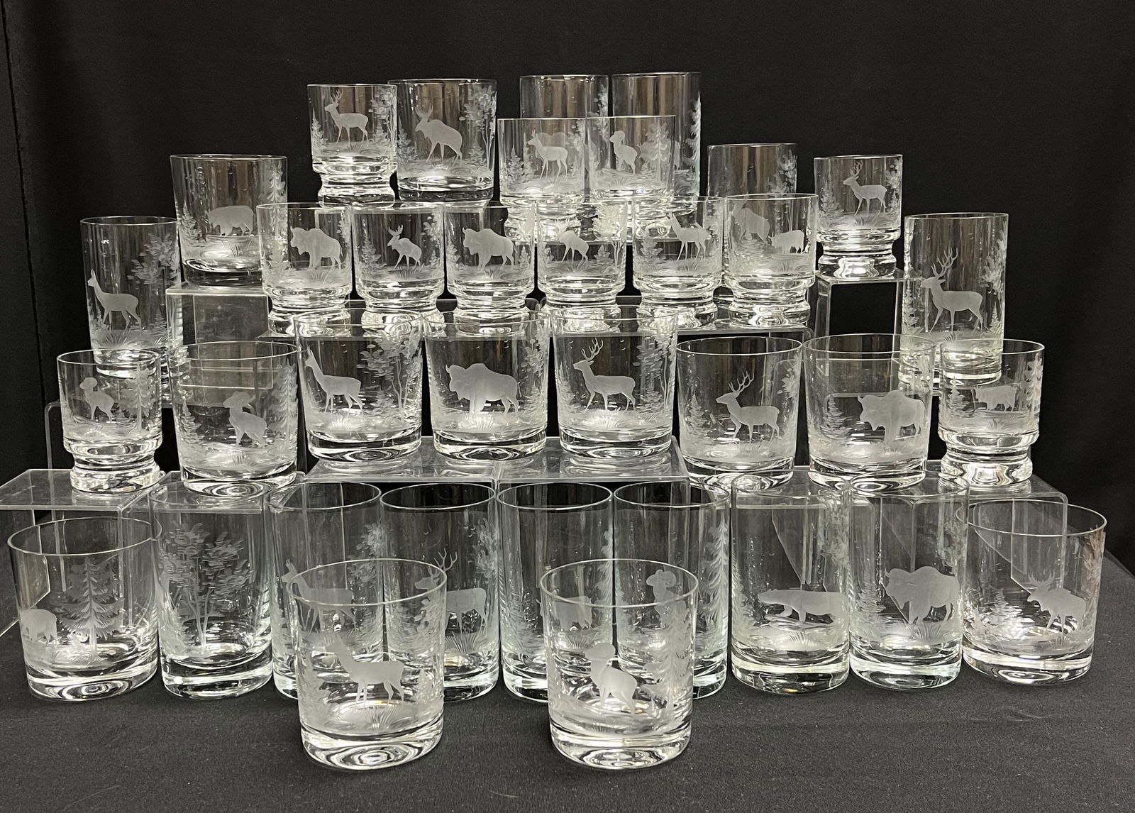 36 etched Moser glass tumblers (1 of 6)