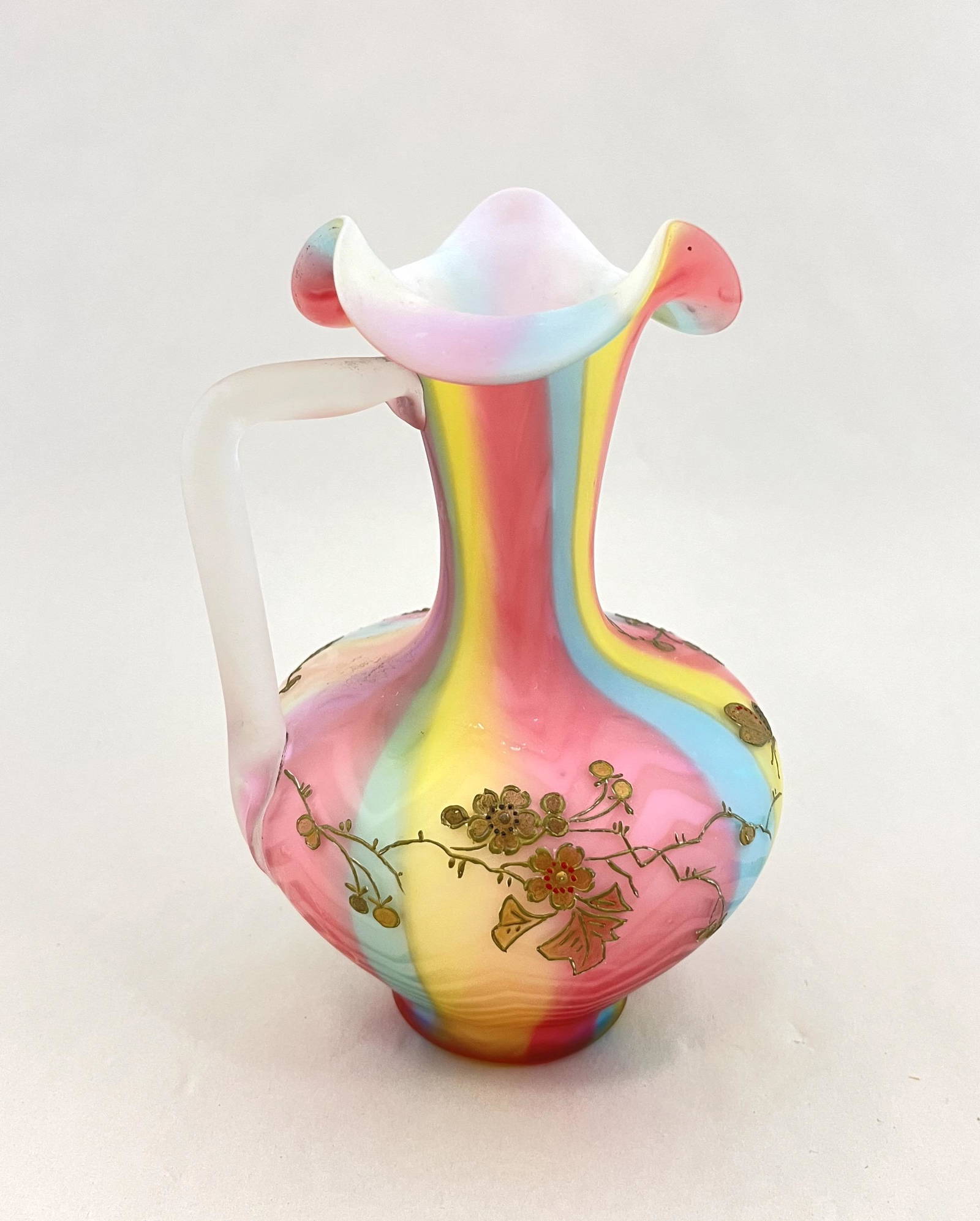 Rainbow Mop Glass Ewer Auction