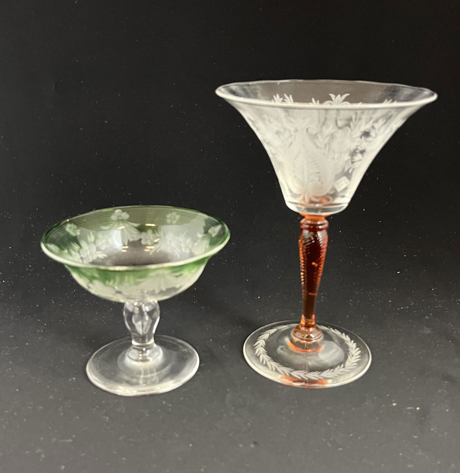 Two Steuben etched goblets (1 of 4)