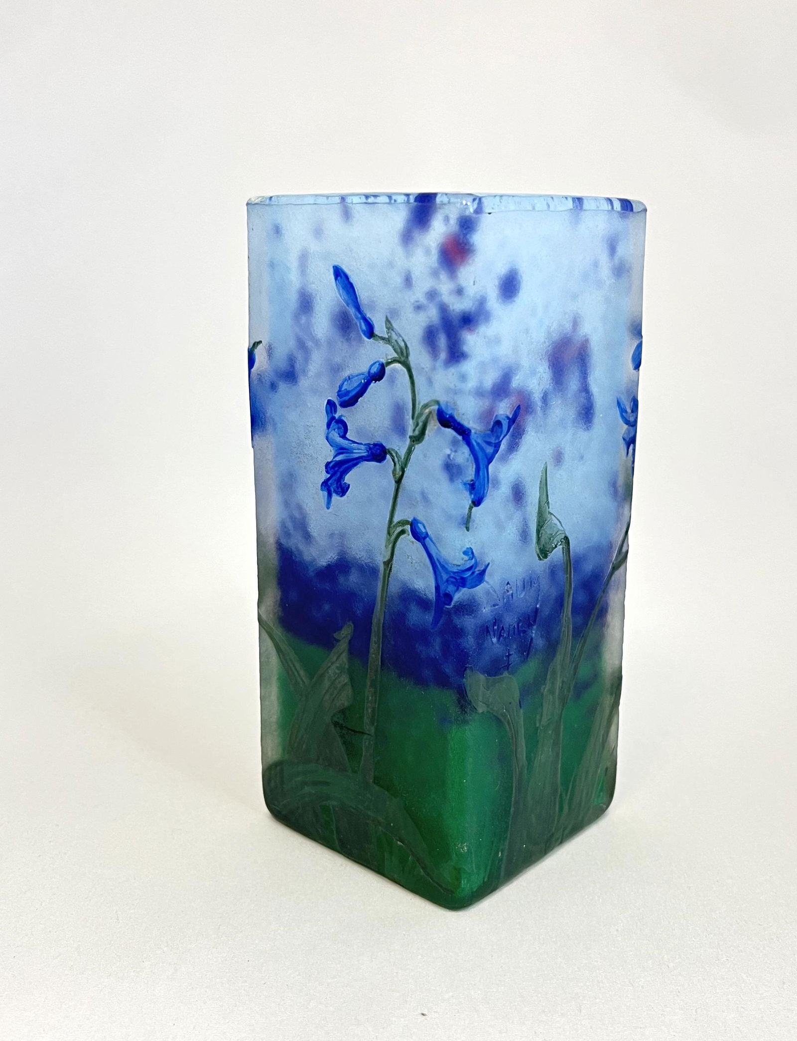 Daum blue flower cameo vase (1 of 7)