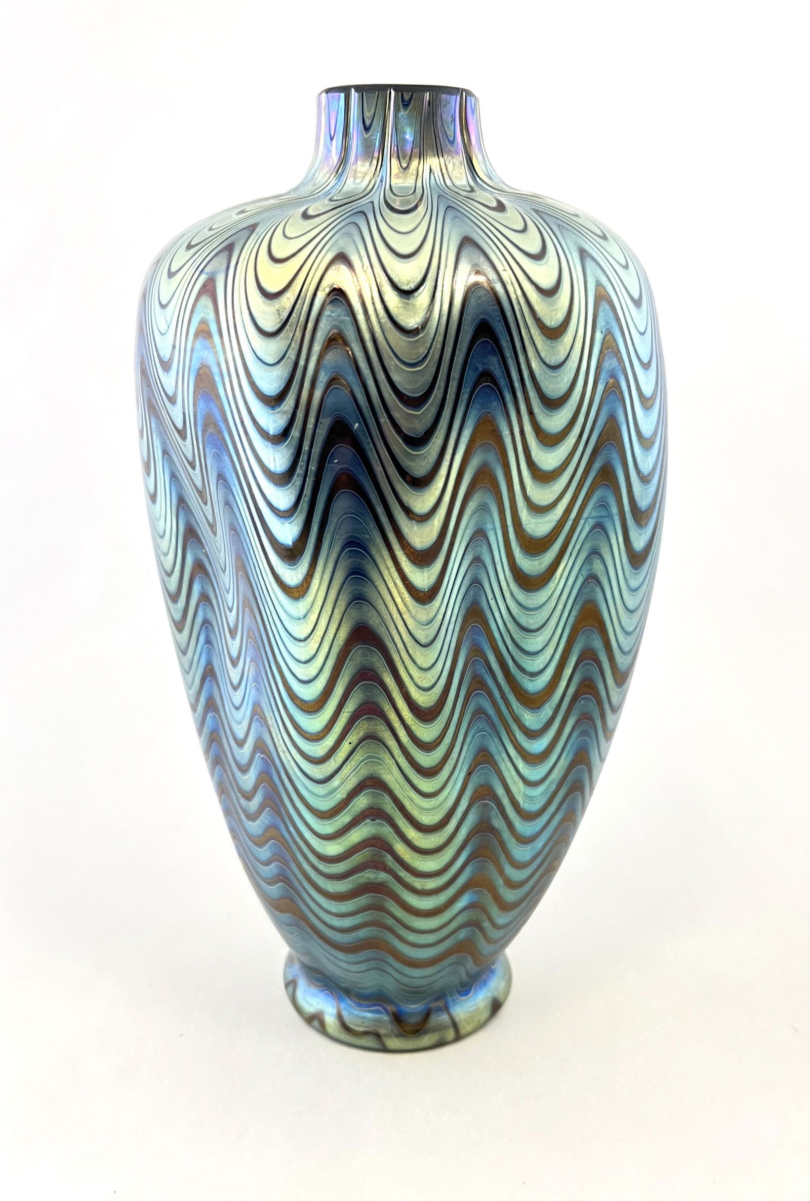 Loetz blue art glass vase (1 of 4)
