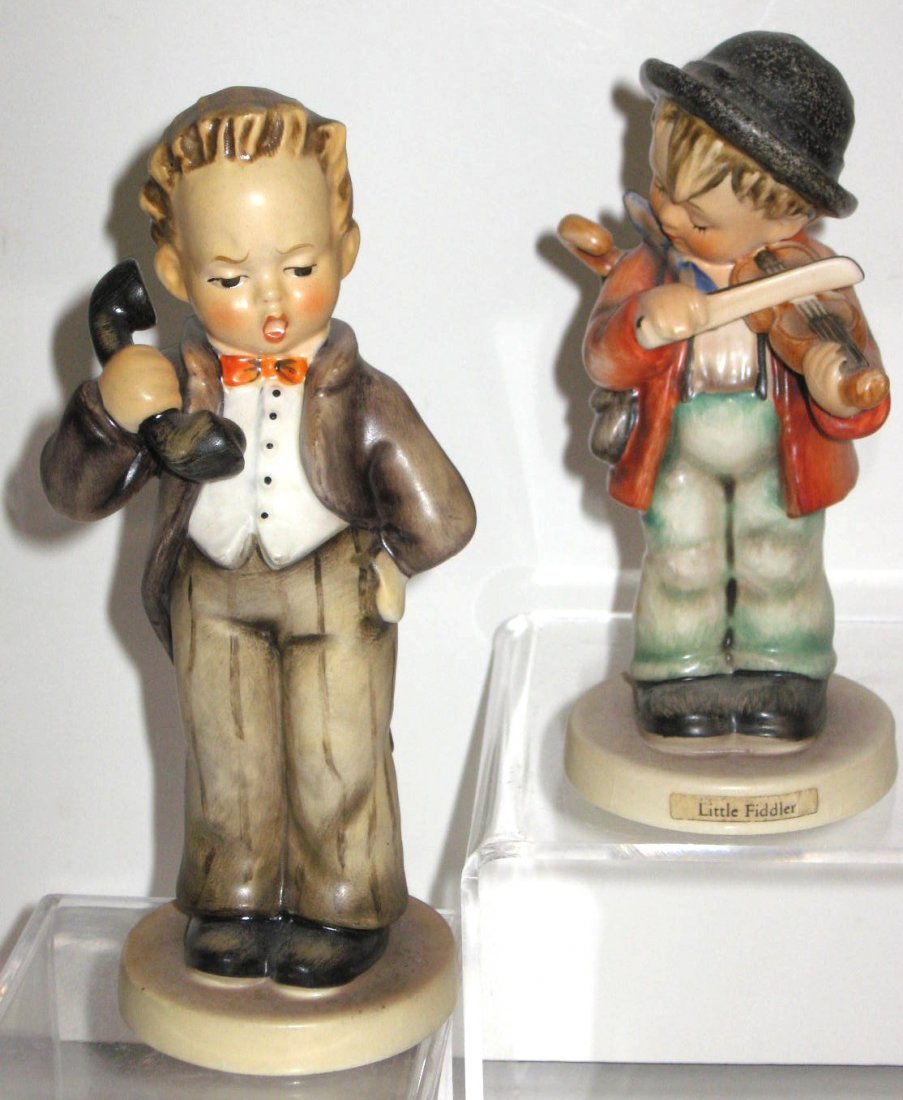 Two Hummel's #124 "Hello": together with #4 "Little Fiddler", 5 1/4" ht. CONDITION: good with no issue.
