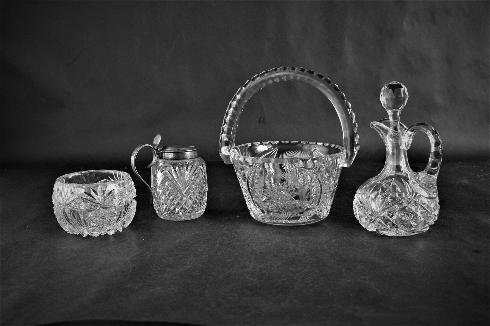 Four piece cut glass grouping (1 of 9)