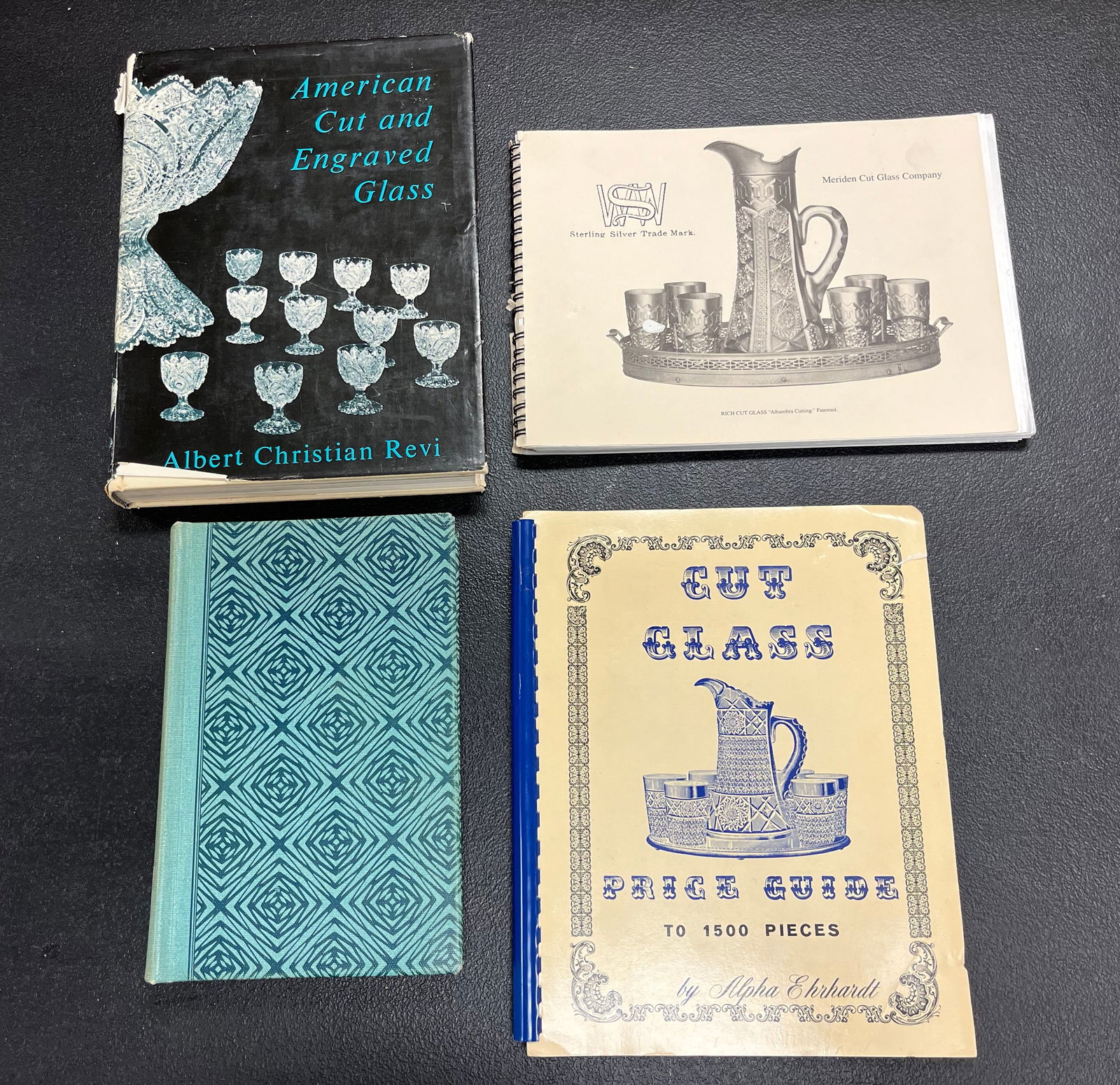 Four Books on Cut Glass: Four Books on Cut Glass including Cut and Engraved Glass by Daniel, reprint Wilson Silver Plate Company Catalog, American Cut and Engraved Glass by Revi, and Cut Glass Price Guide by Ehrhardt.