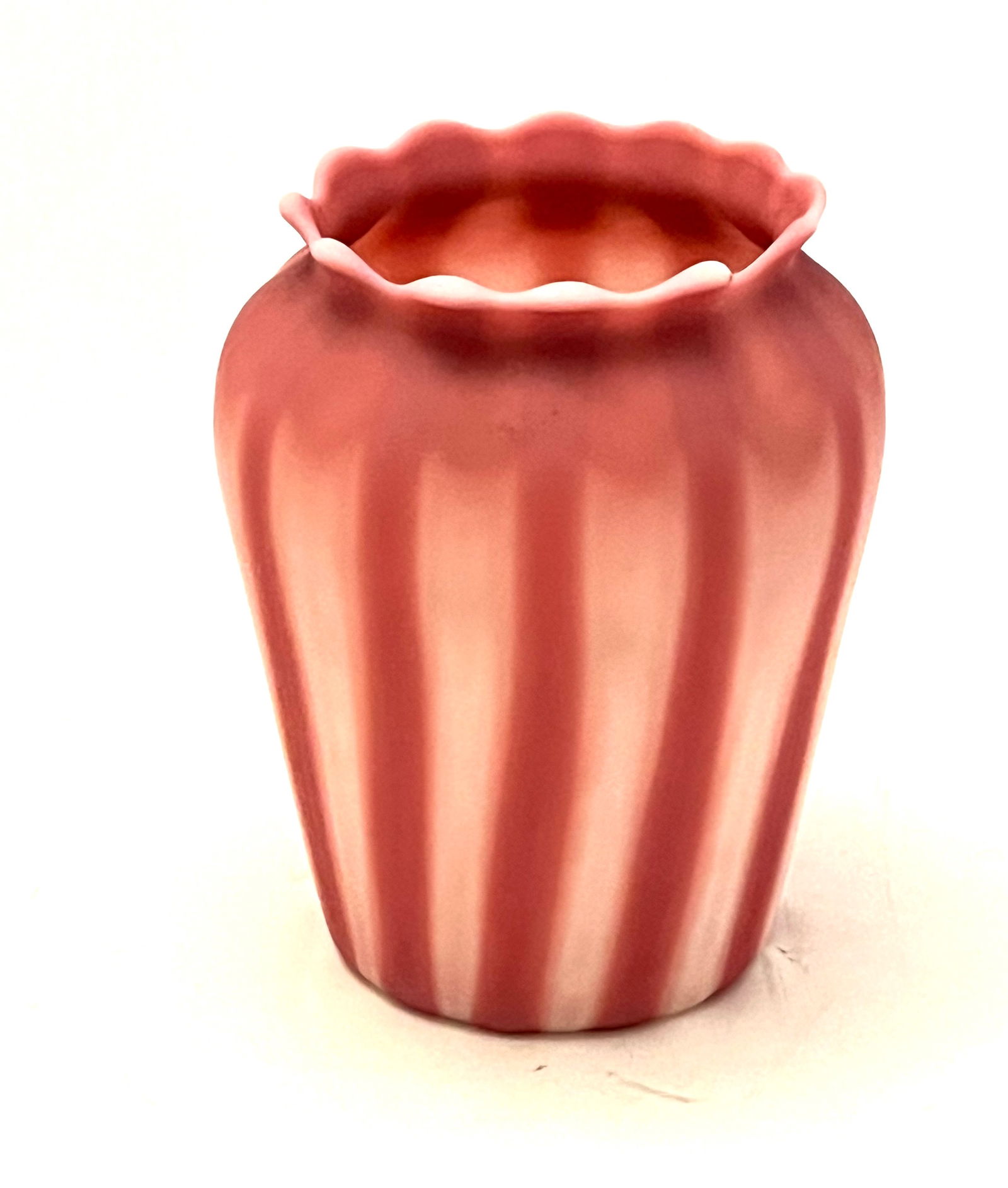 Pink striated satin glass vase (1 of 4)