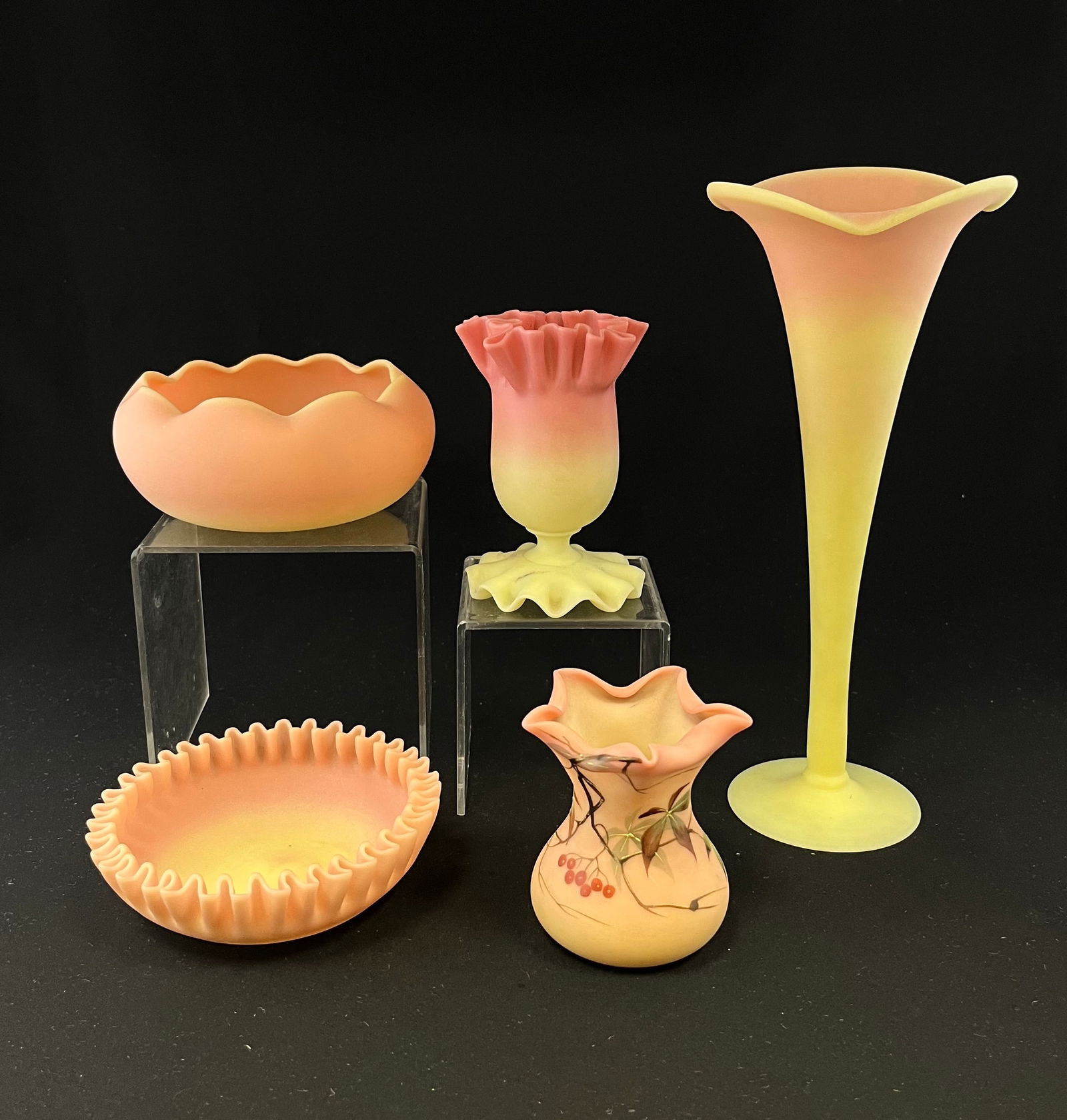 Five Burmese glass items (1 of 4)