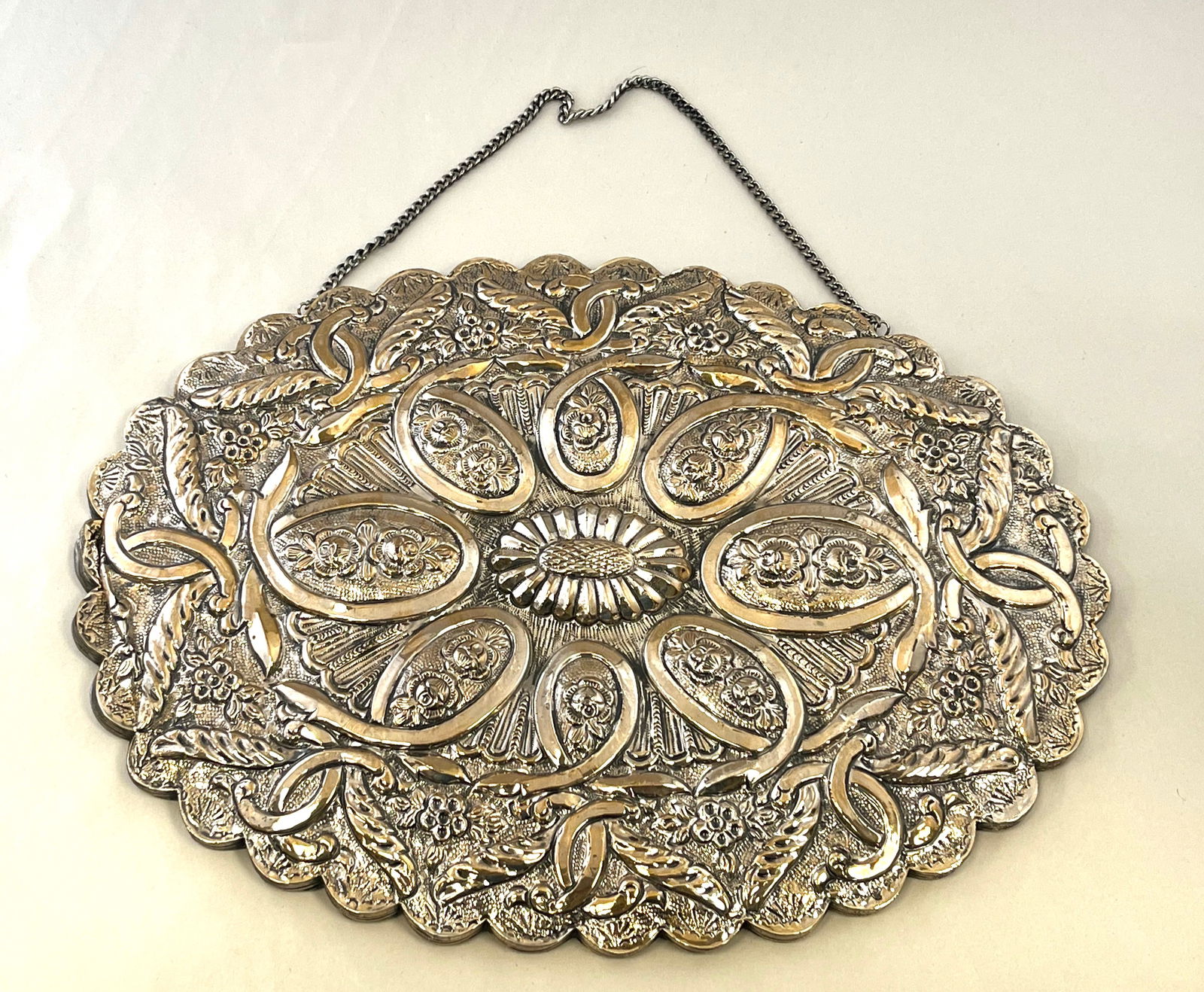 Oval silver Turkish silver mirror (1 of 3)