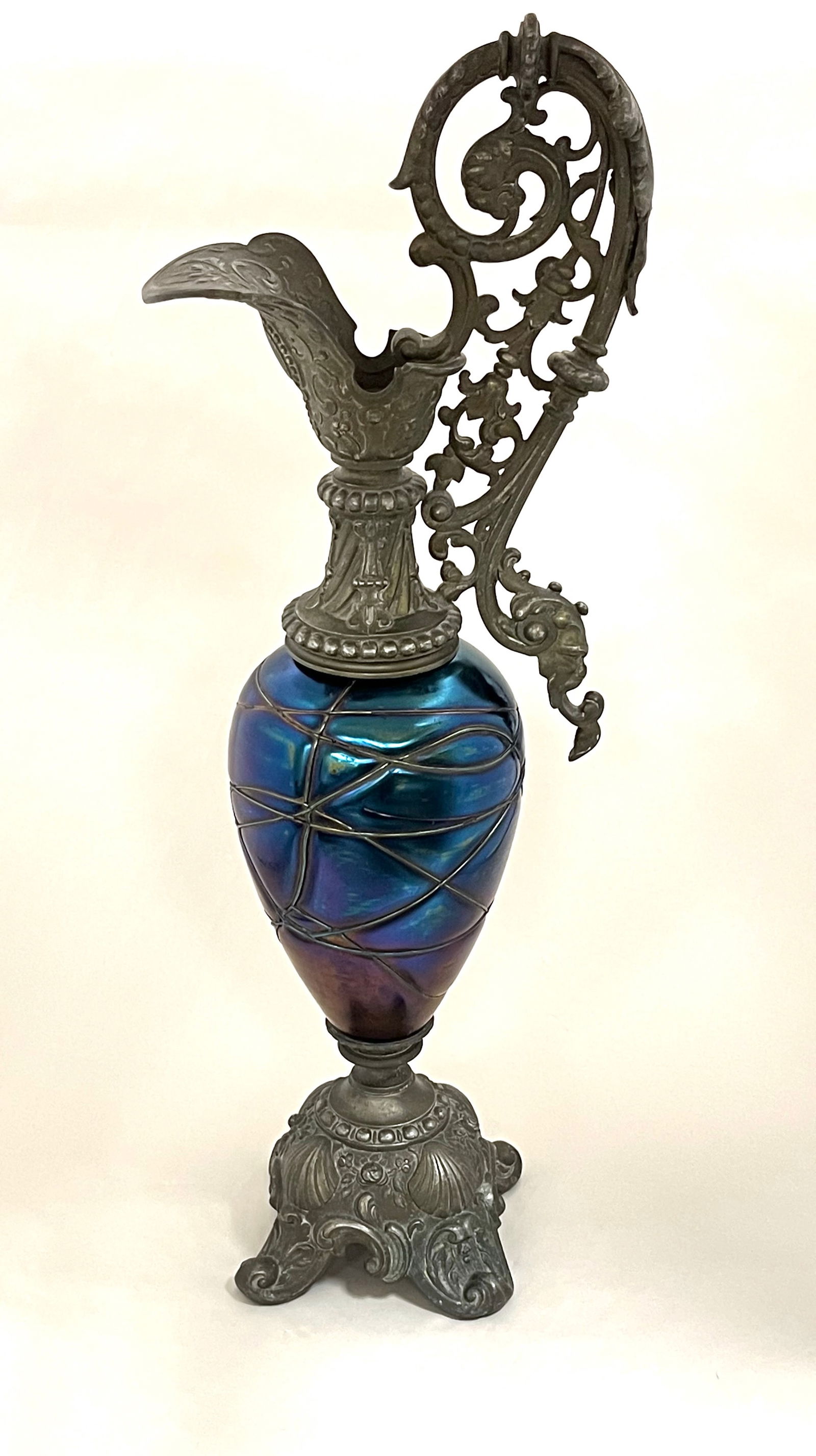 Large Bohemian iridescent ewer (1 of 4)