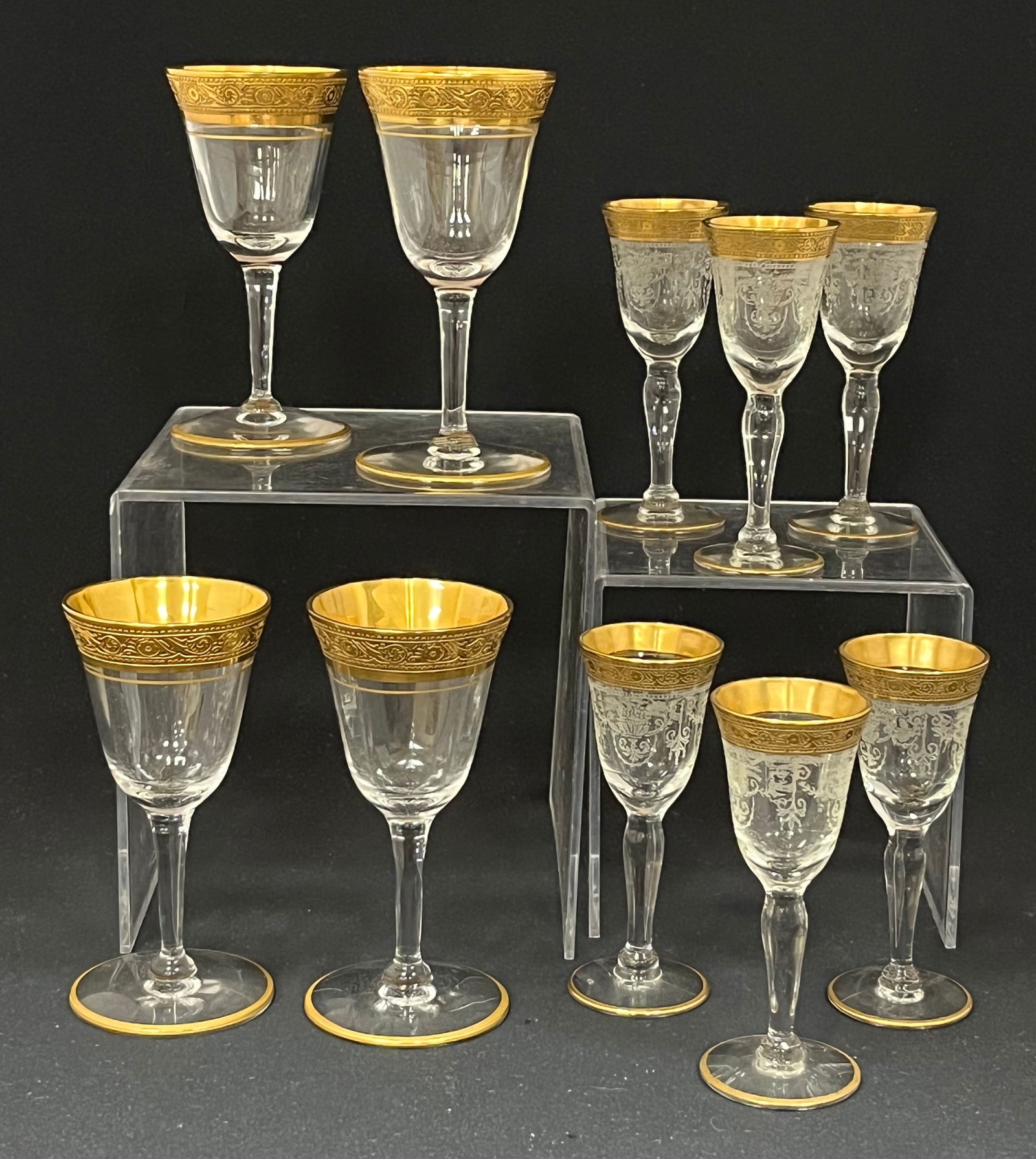 Set of Moser Gilt and clear goblets (1 of 3)