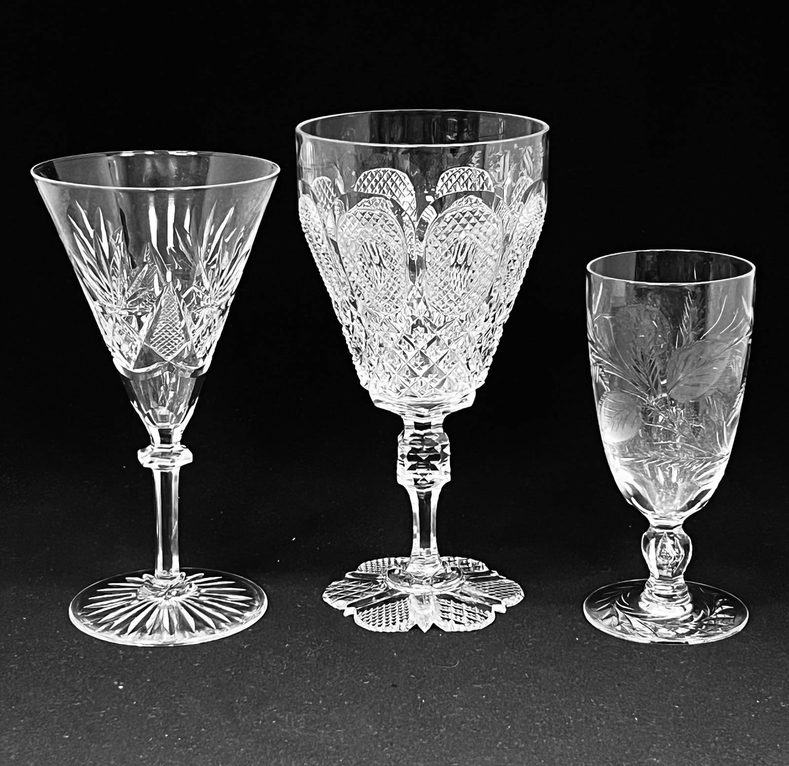Three European Cut Glass Goblets Auction